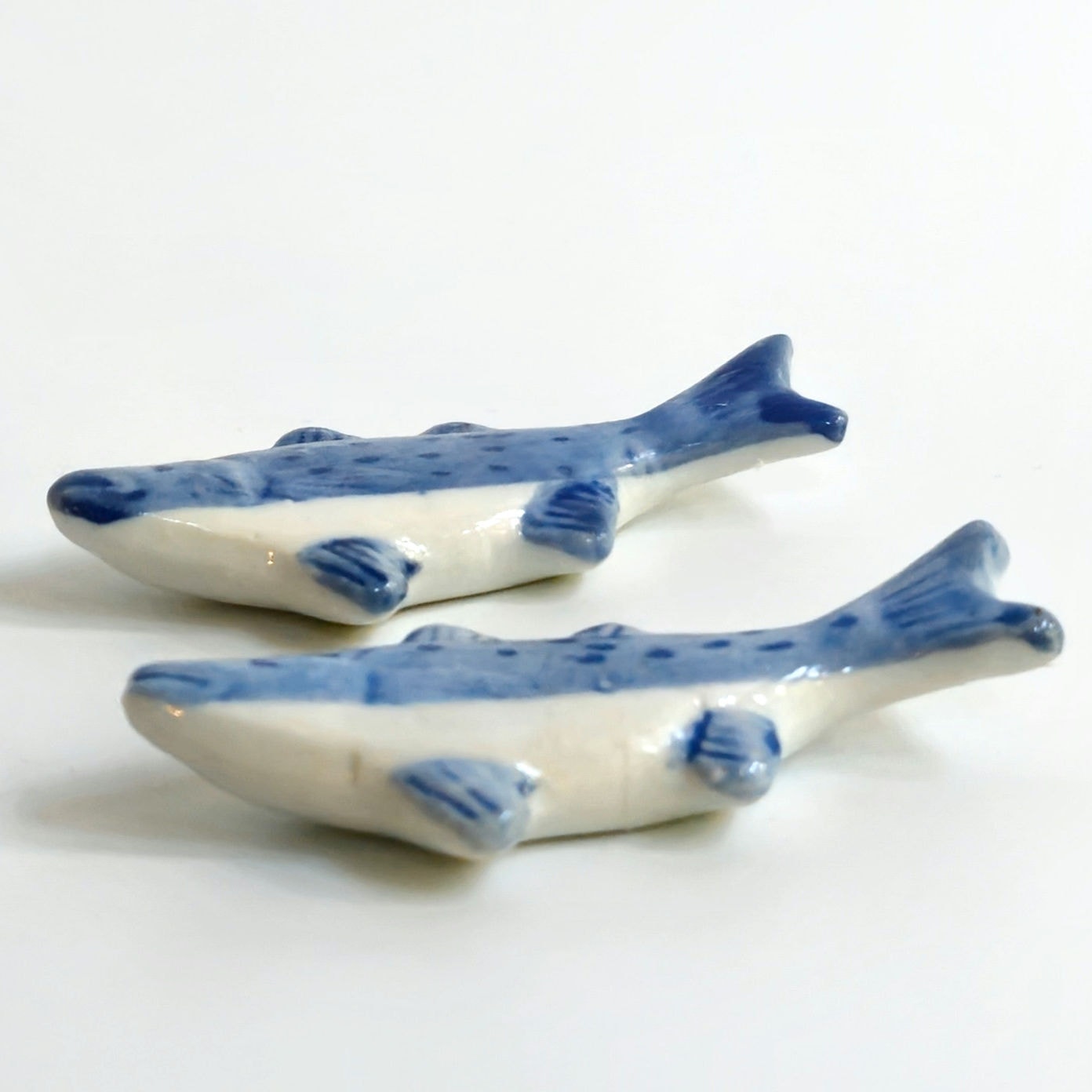 Vintage Blue & White Fish Chopstick Rests (Set of 4)
