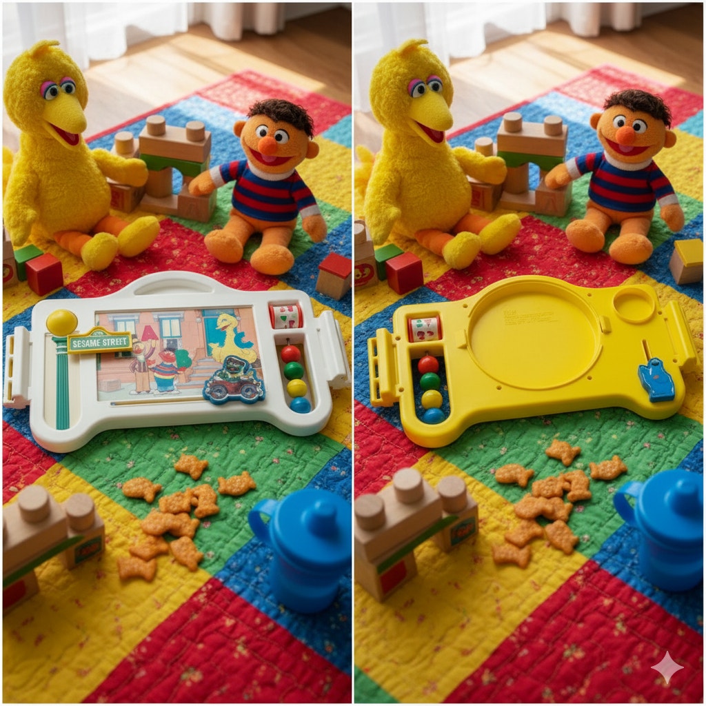 🧸 Vintage 1986 Sesame Street Reversible Activity Center & Food Tray by Muppets, Inc.