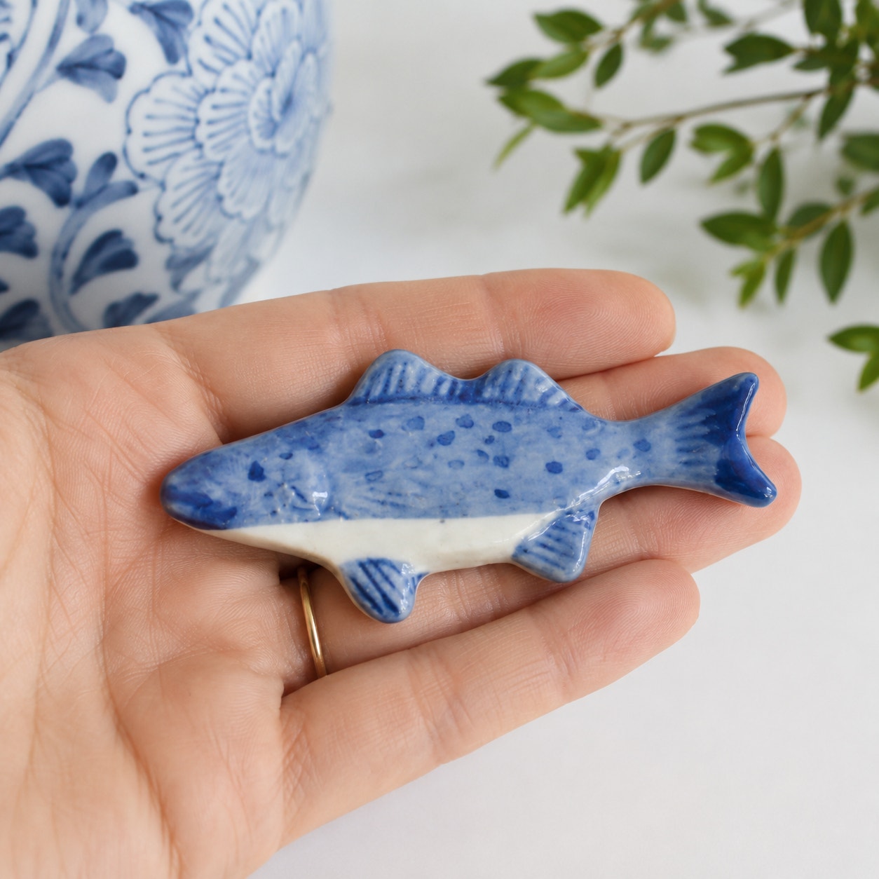Vintage Blue & White Fish Chopstick Rests (Set of 4)