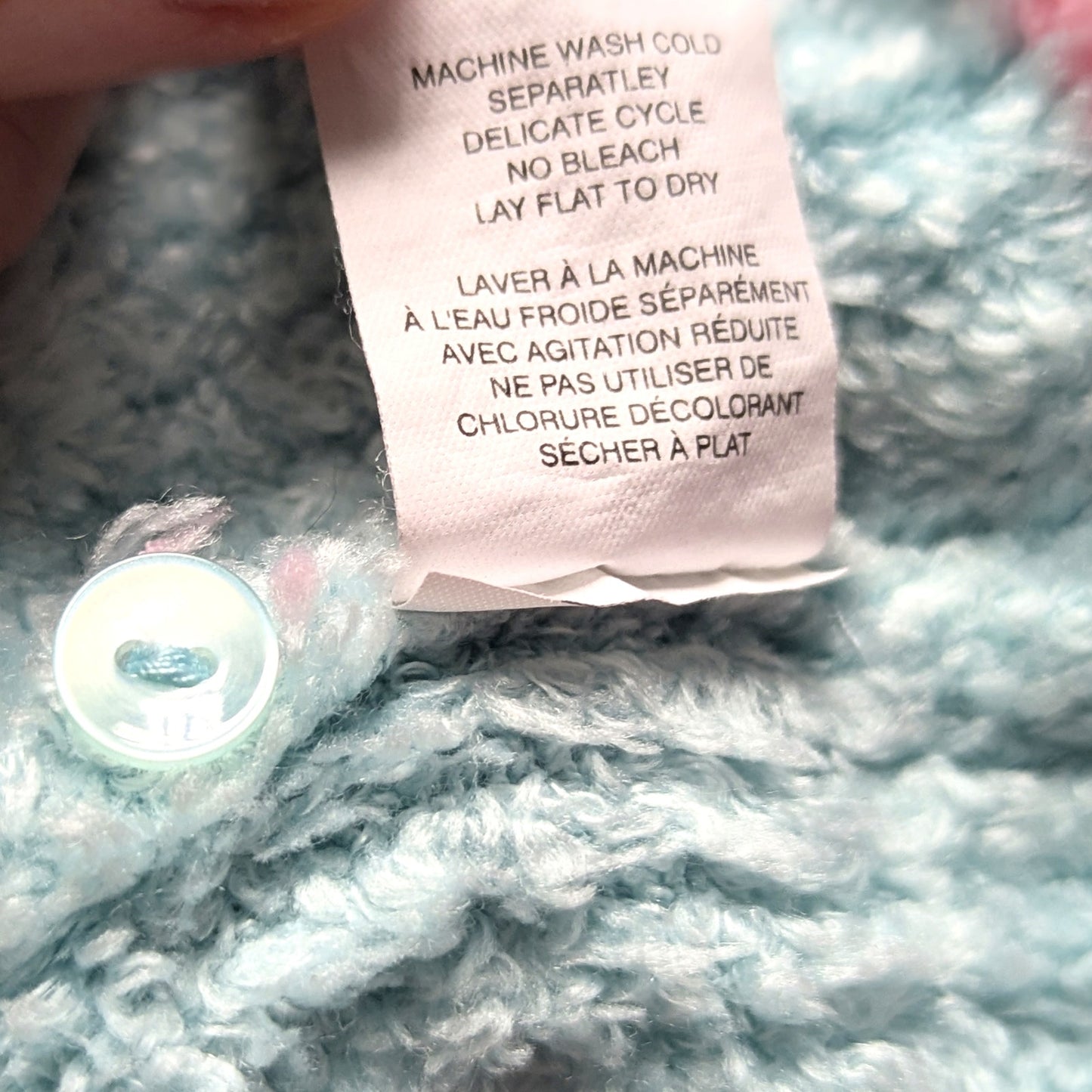 Hartstrings Vintage 1990s Light Blue Chenille Pink Heart Sweater | Baby Size 24M