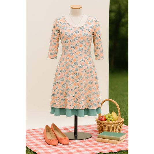 Matilda Jane x Joanna Gaines Once Upon A Time Down On The Farm Dress | Floral Mint Green Coral | Women's Size Small