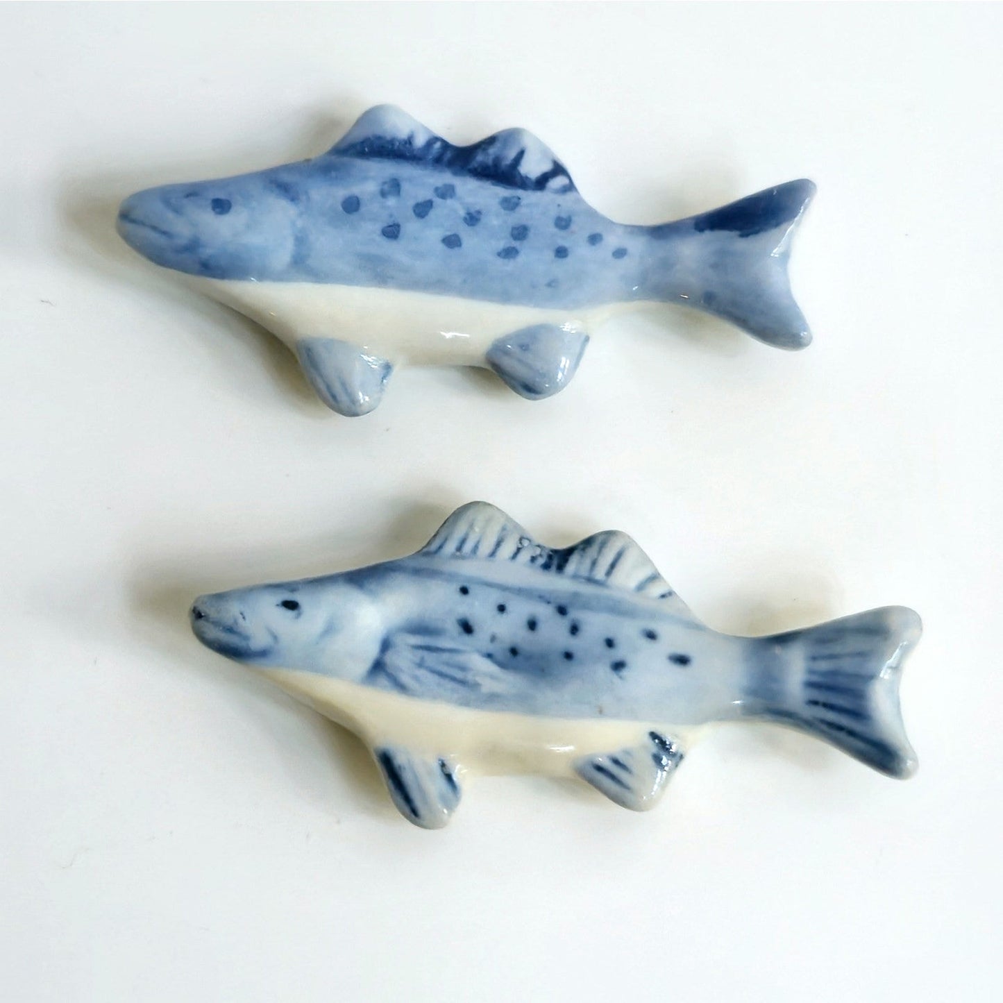 Vintage Blue & White Fish Chopstick Rests (Set of 4)