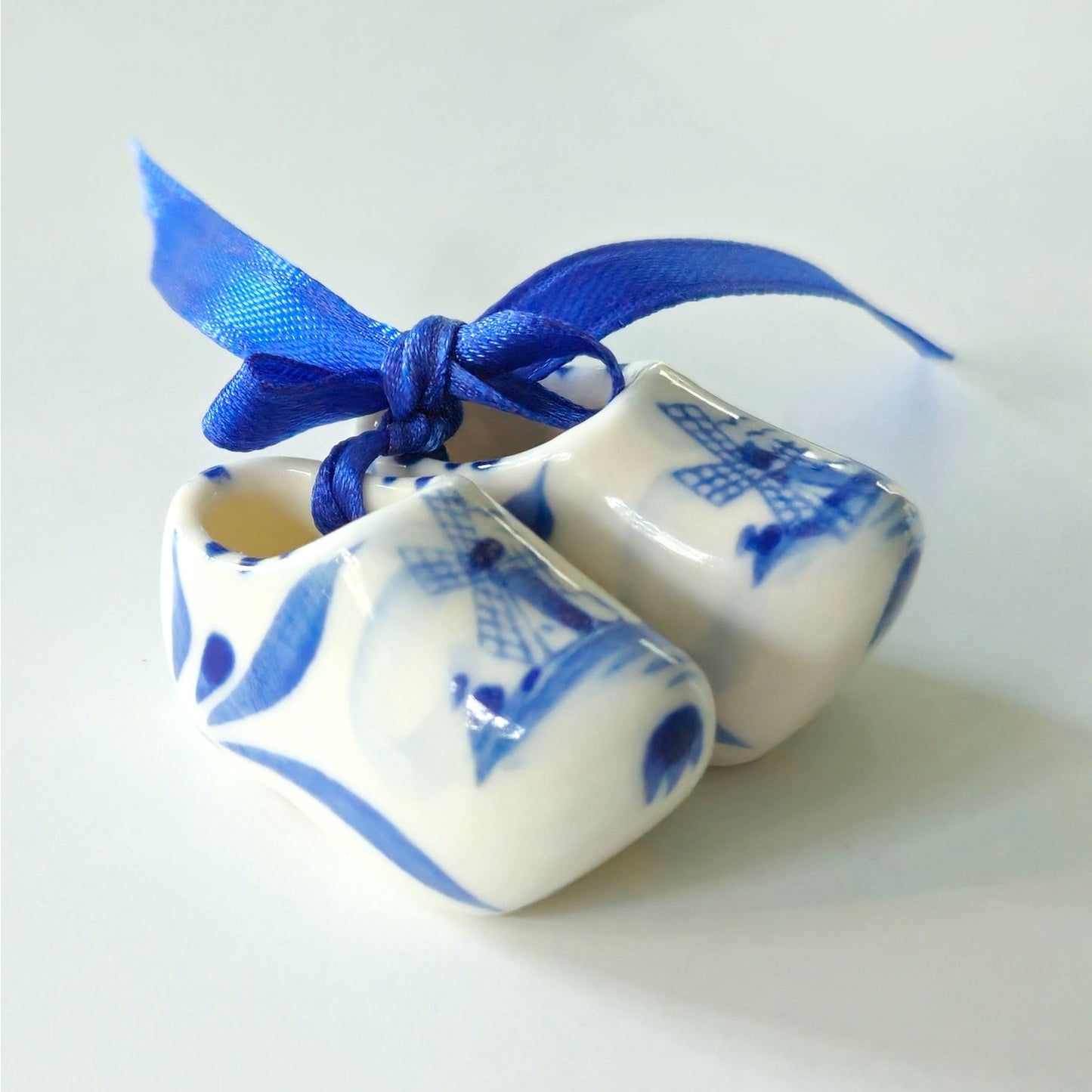 Vintage Mid Century Delft Blue Ceramic Dutch Clog Ornaments Set | Set of 3