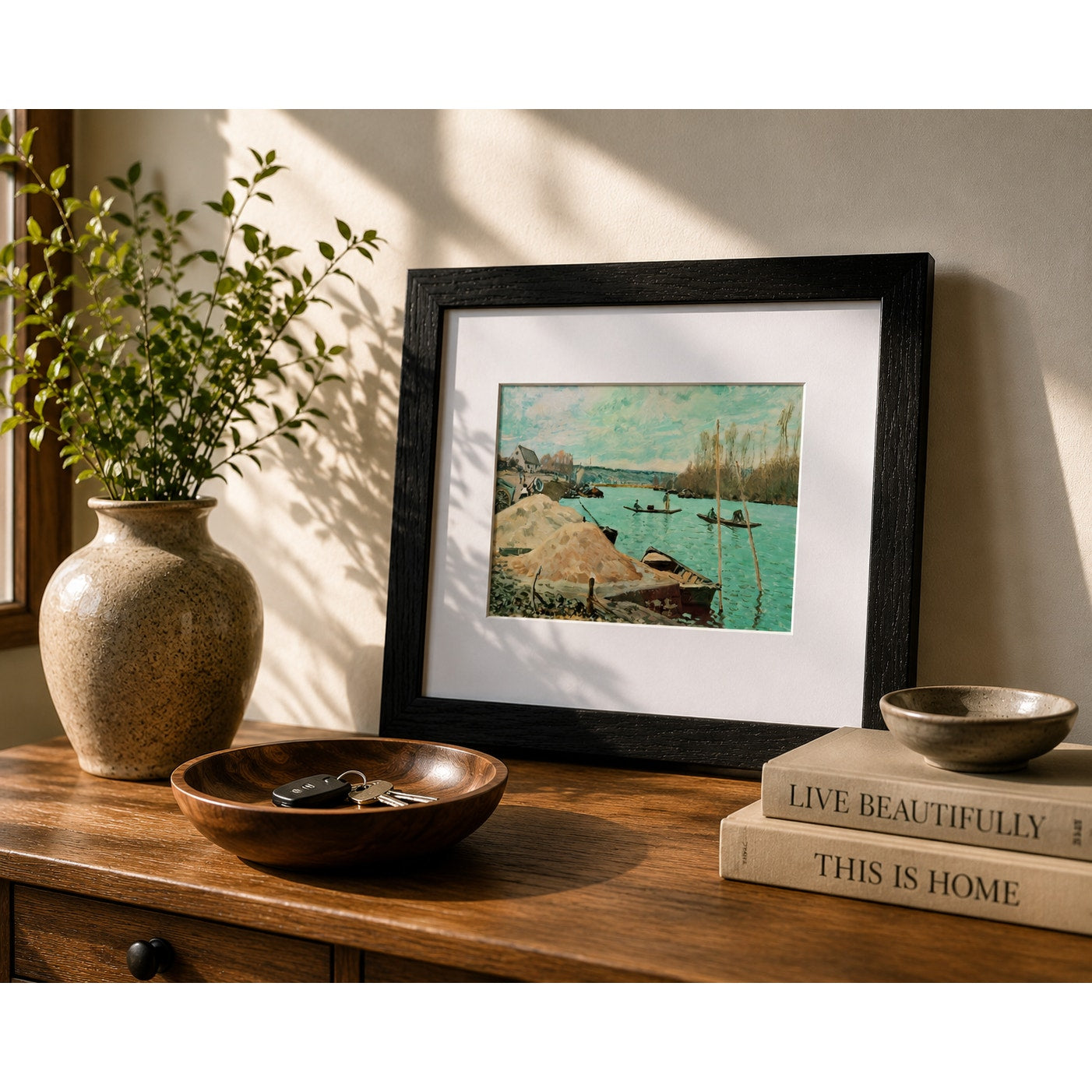 The Seine at Port-Marly, Piles of Sand by Sisley | Impressionist Framed Print