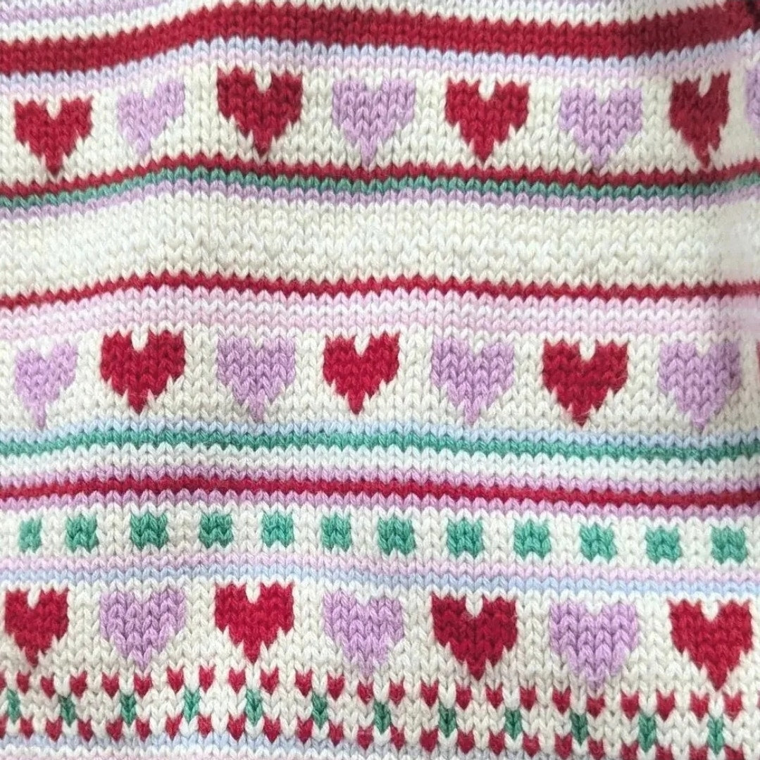 Fair Isle Heart Cotton Knit Sweater Dress – Size 12–18 Months