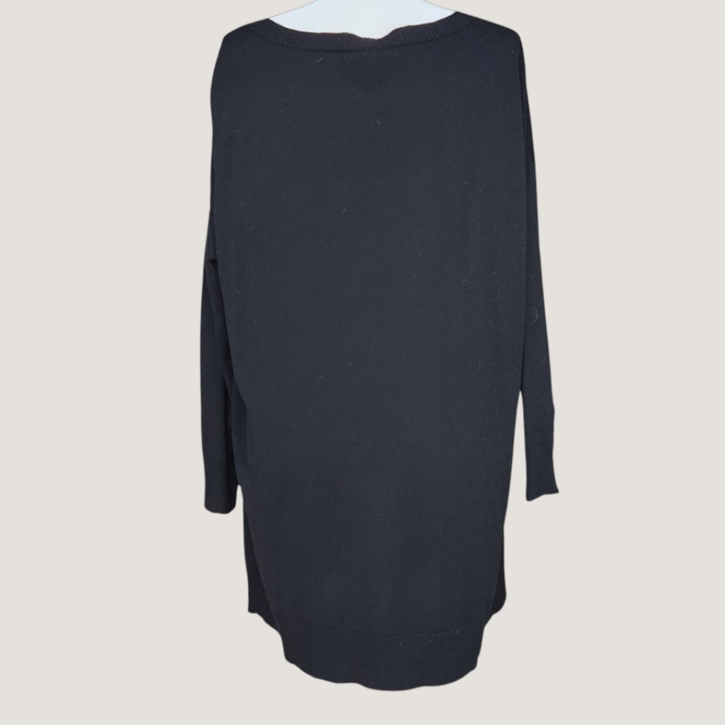 100% Merino Wool Black Tunic Sweater | Women's M | Italian Yarn
