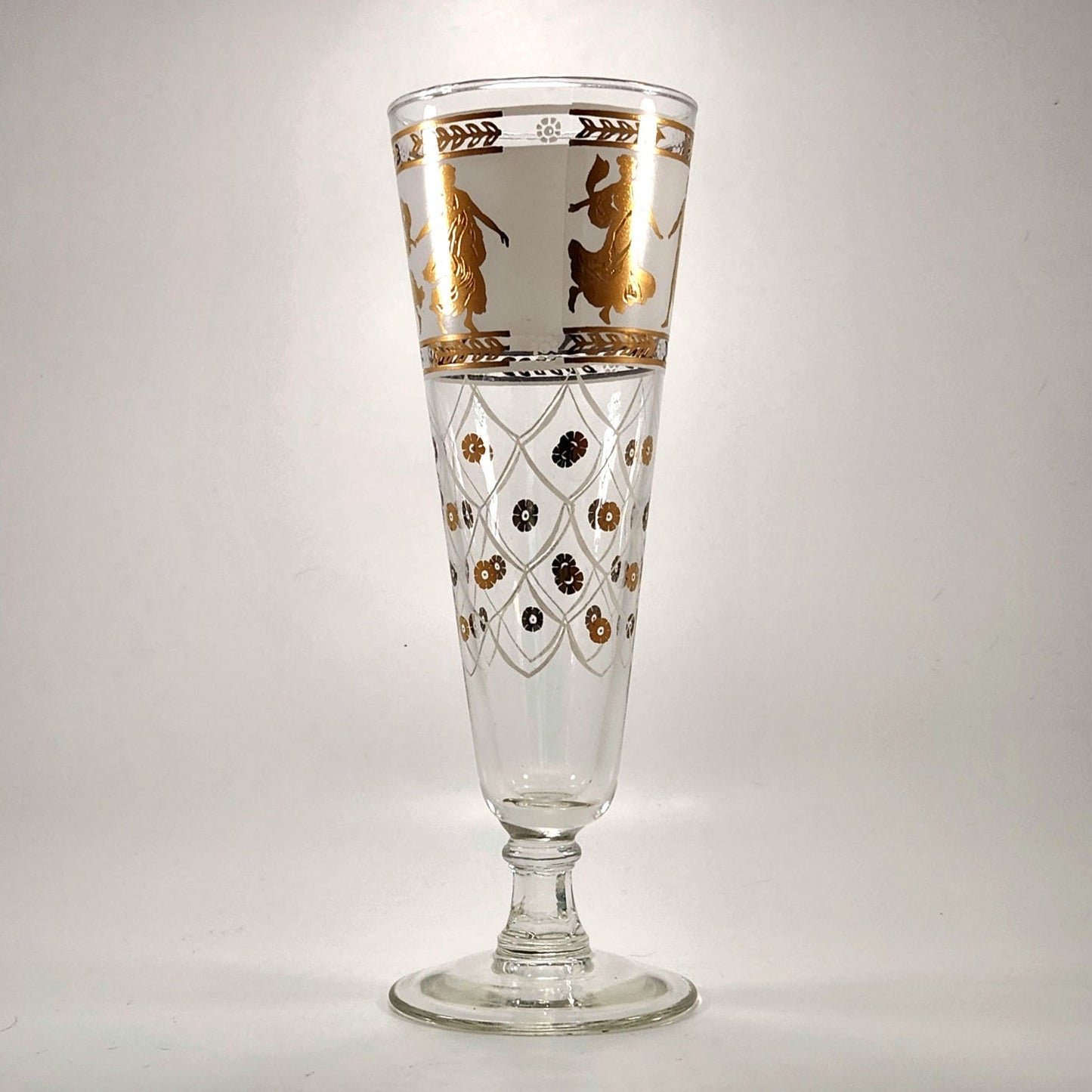 Set of 4 Vintage Aldon Greek Goddess Gold Atomic Barware Pilsner Glasses | MCM 1950s | Home Decor