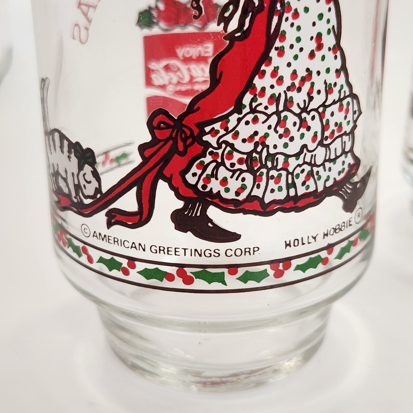 1981 Holly Hobbie Christmas Glasses – Limited Edition Coca-Cola Holiday Collection – Set of 3