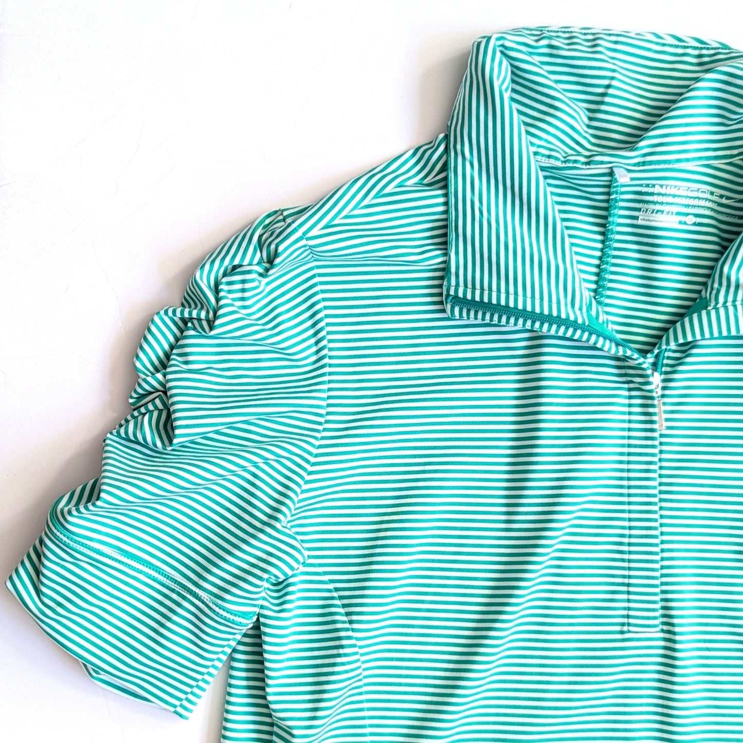 Nike Golf Tour Performance Dri-FIT Striped Shirt Green White | Women's Size M