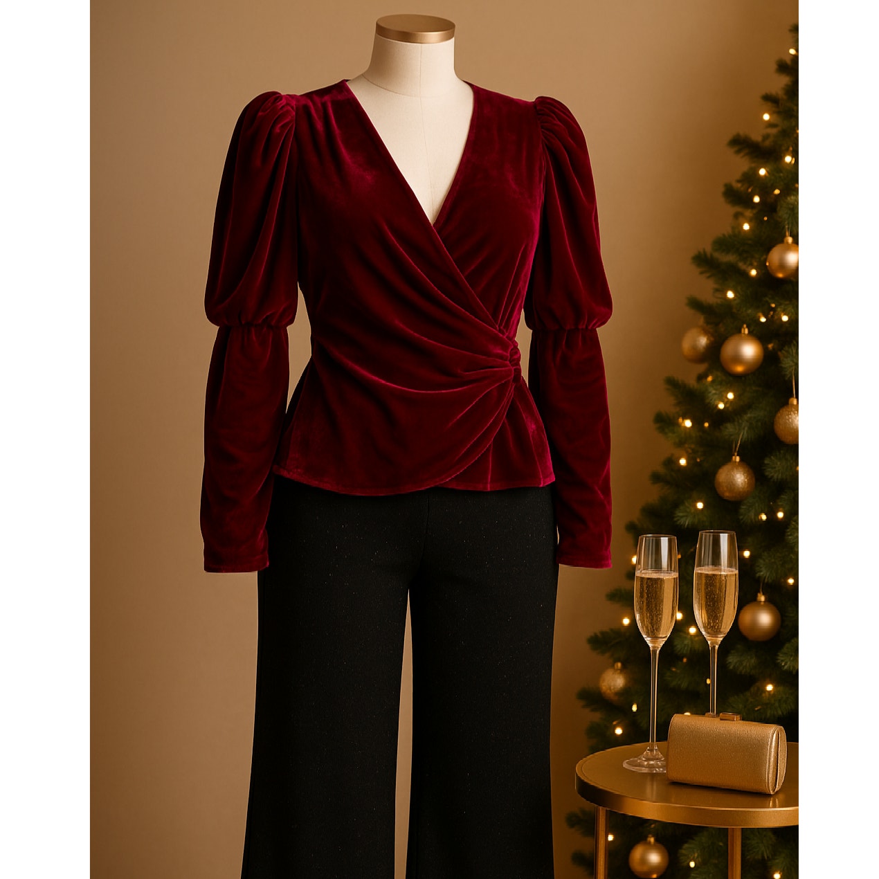 Cinq à Sept Women's Theo Velvet Puff Sleeve Wrap Top Fuschia Size S Silk Rayon Blend NWT