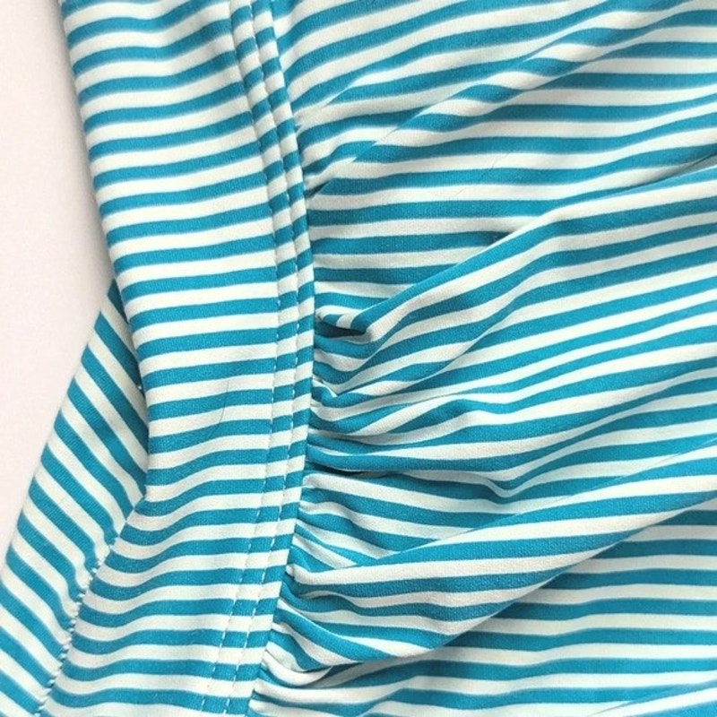 NipTuck Swim Torino Stripe Joanne One Piece Swimsuit Size 8 Green Teal White Stripe Tummy Control