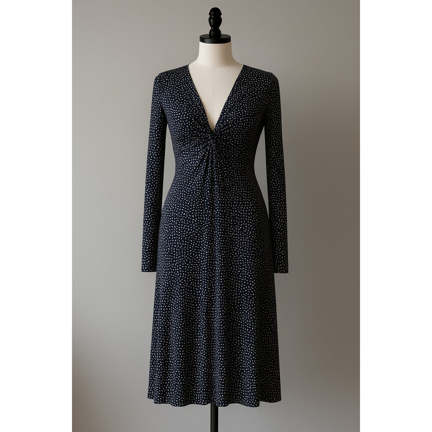 100% Silk Jersey Dress | Black & White Dot Print | Women's M