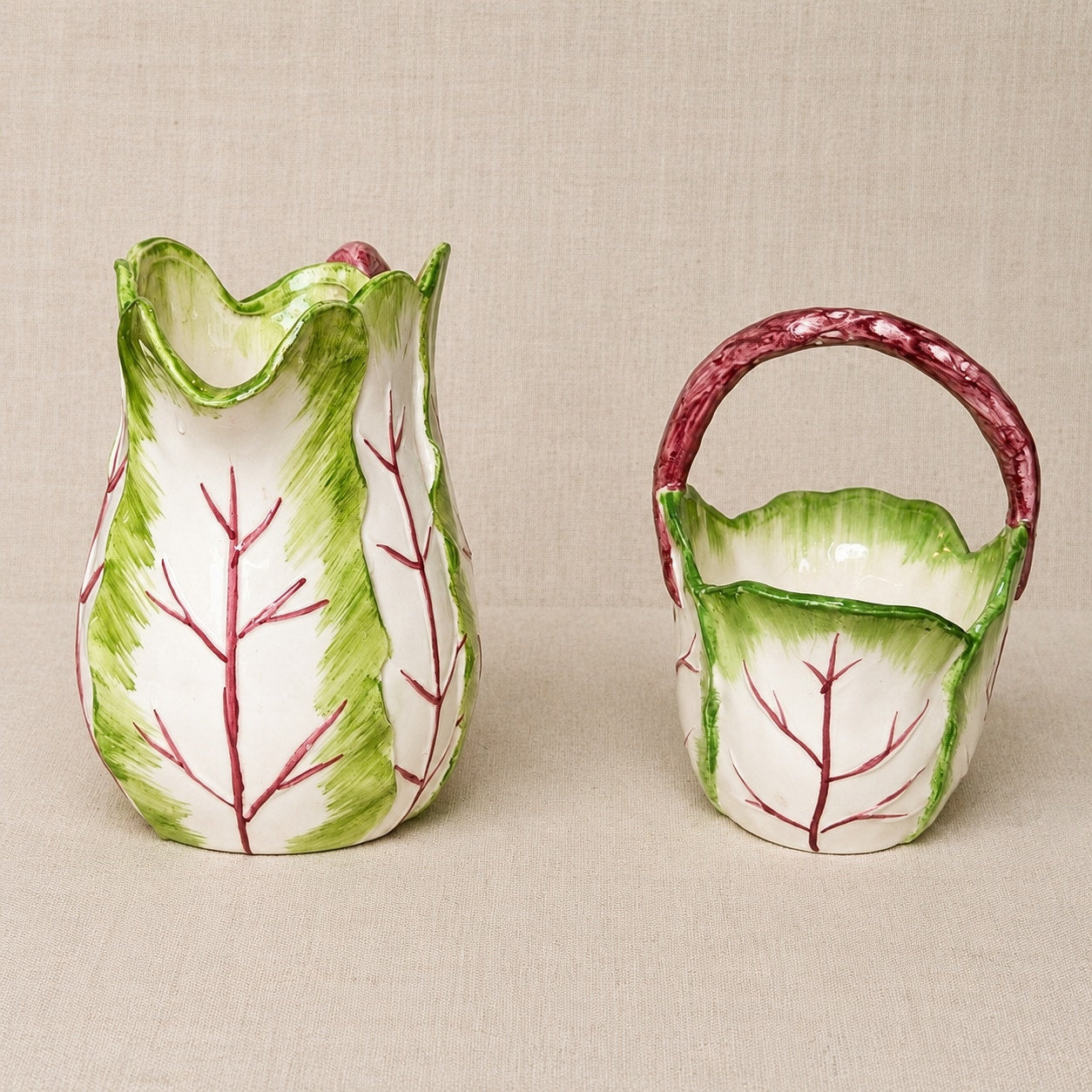 1988 Haldon Group Tobacco Leaf Pitcher & Basket