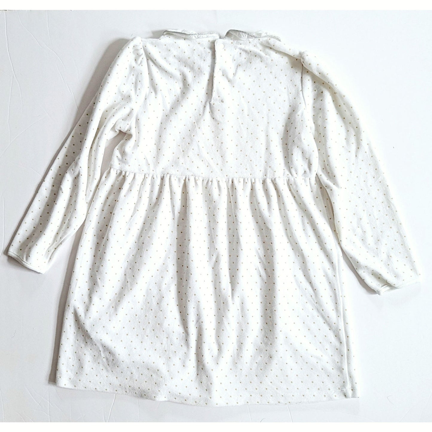 🎄 Sergent Major Long Sleeve White Gold Star Velour Holiday Dress – Girls Size 8 (128 cm)