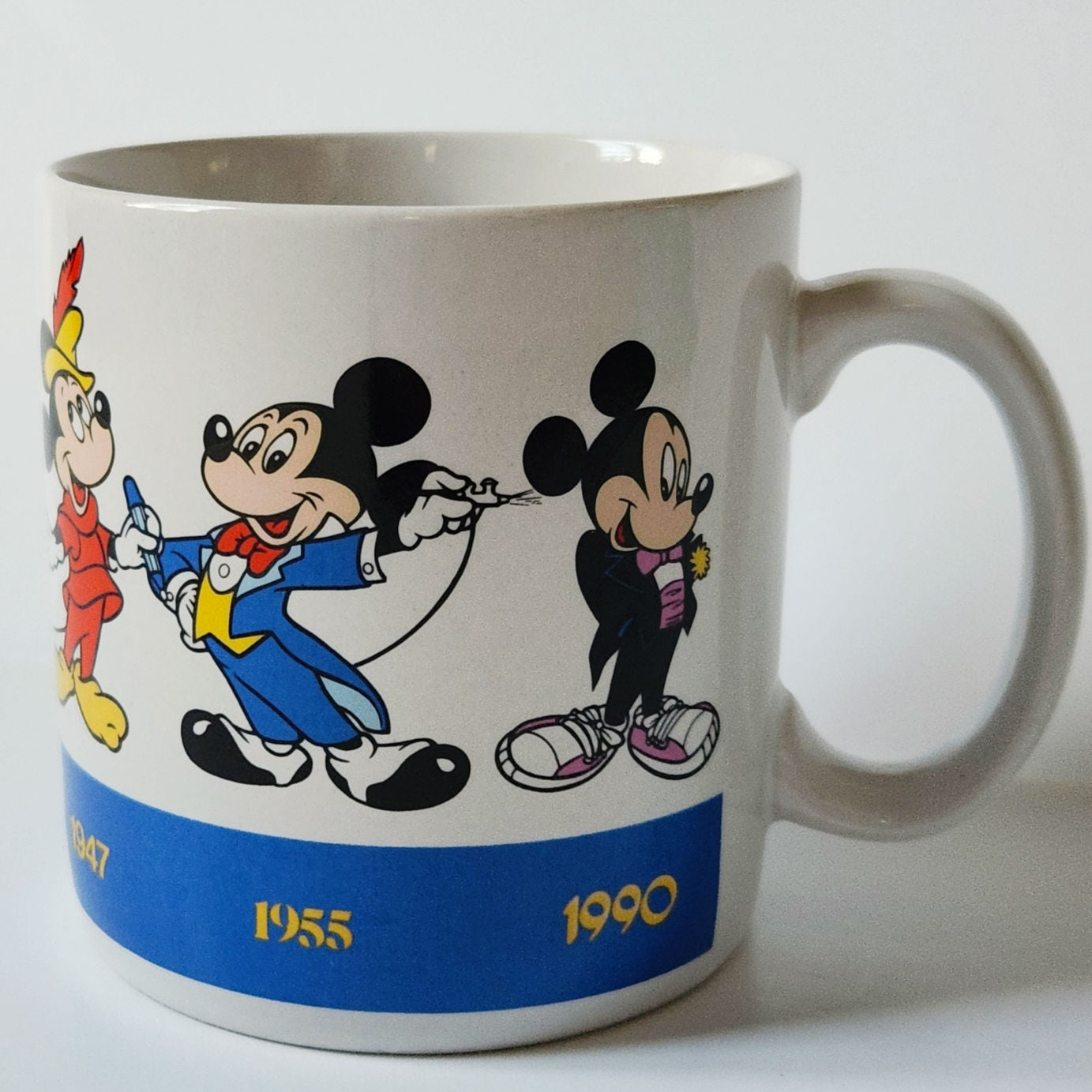 Vintage 1980s Mickey Through the Years Mug — Applause® — 1928→1990 Timeline
