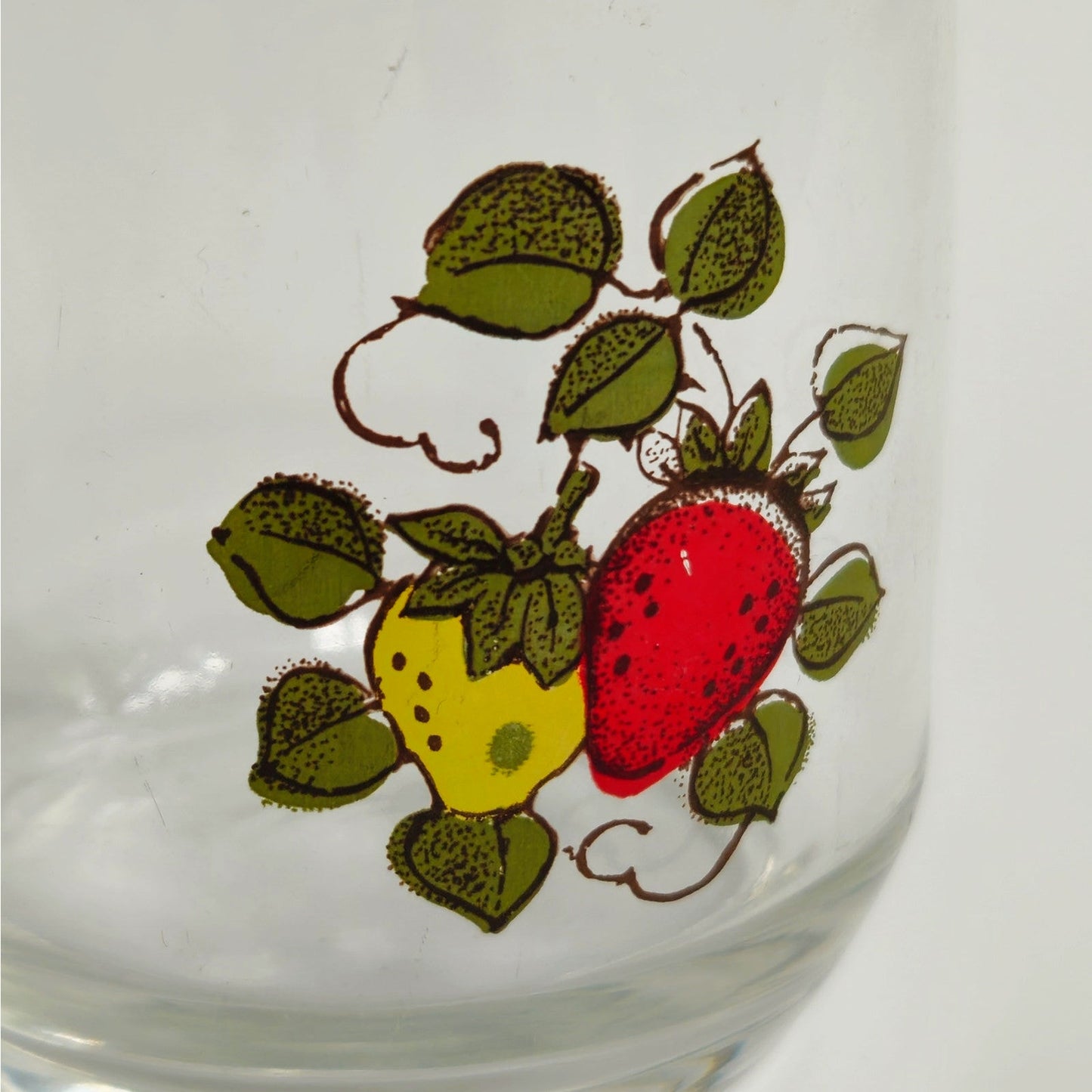 Vintage 1970s Mid Century Strawberry Fields Juice or Rocks Glasses - Pair