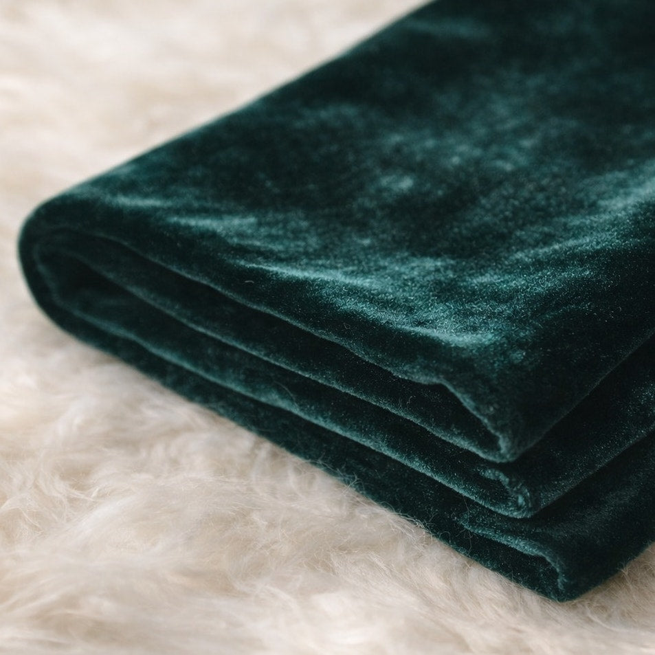 Vintage Emerald Velvet Scarf | Classic Green Winter Accessory
