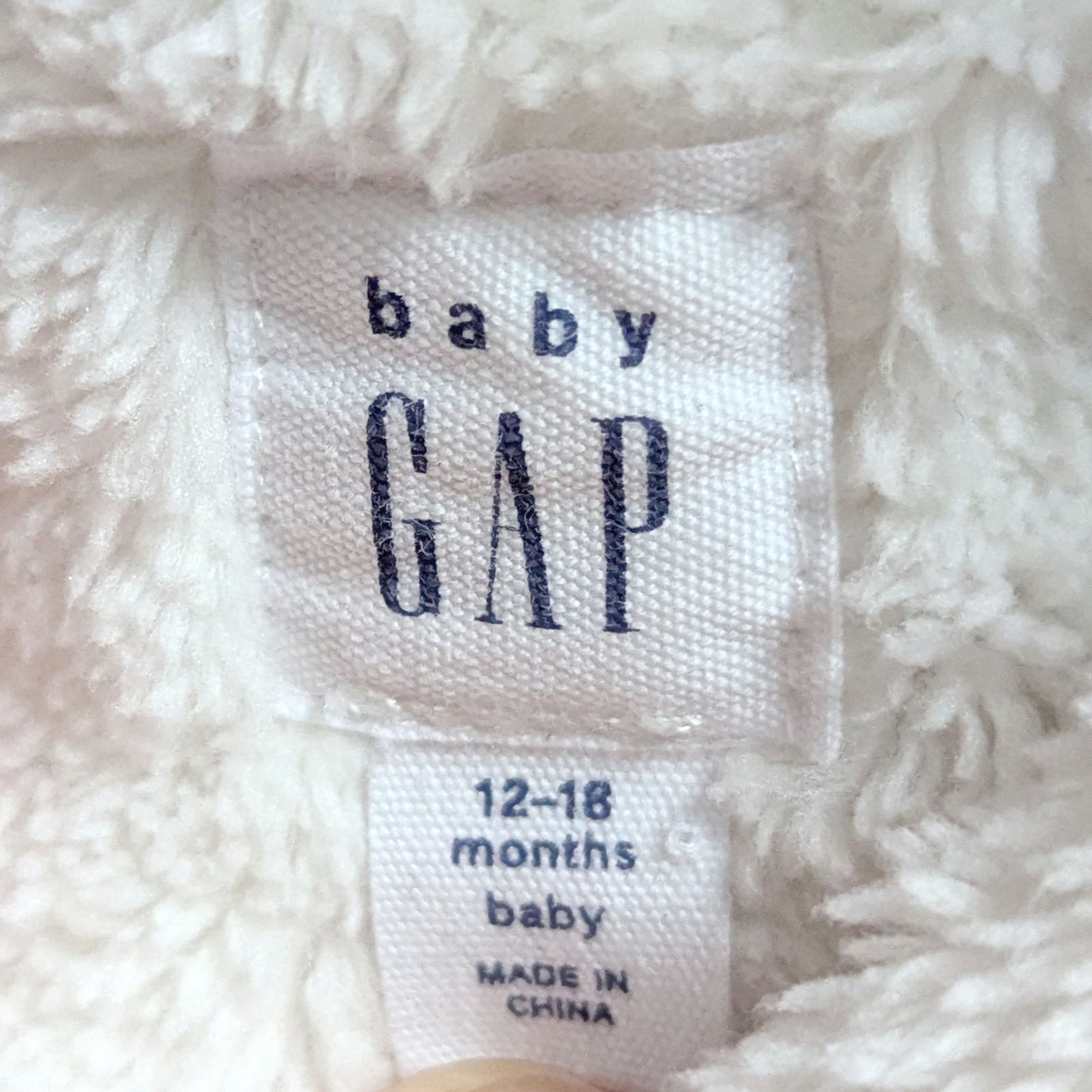 Baby Gap Ivory Sherpa Bear Ears Sweater Cardigan Jacket | Size 12-18 Months