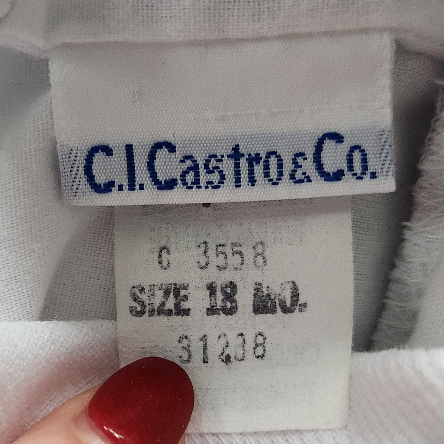 C.I. Castro & Company Vintage 80s Blue Gingham Tulips Applique Dress Size 18 mos