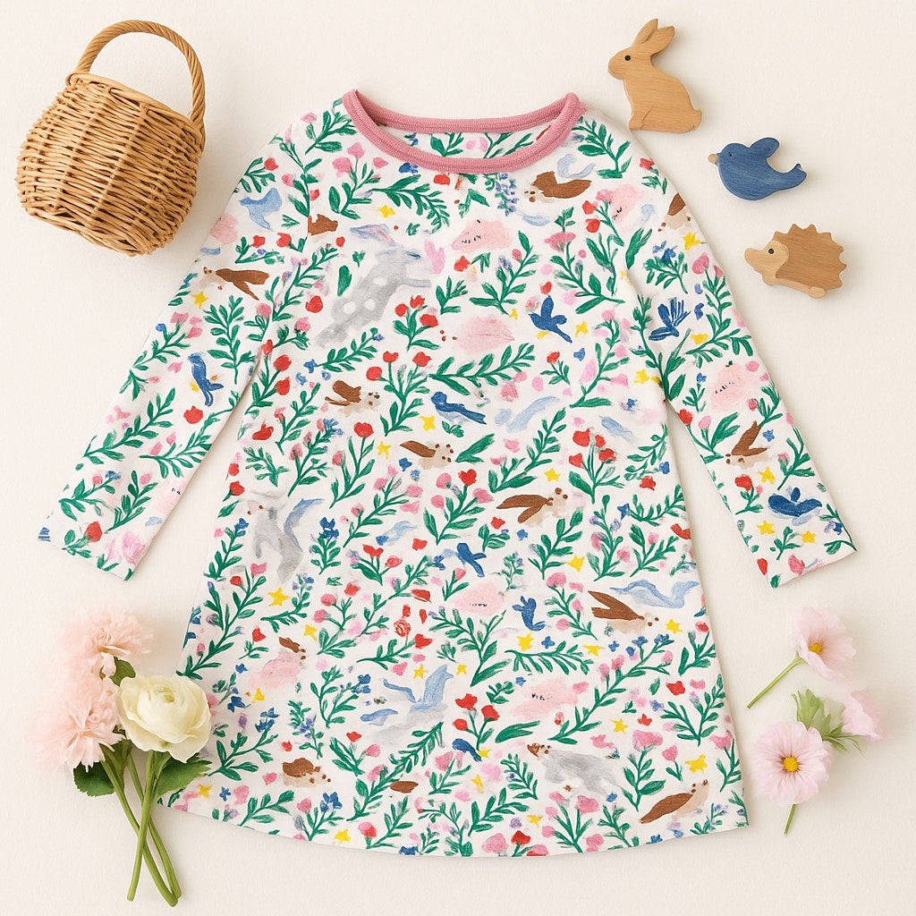 🌸 Baby Boden Reversible Bunny & Floral Dress | Easter Spring Outfit | 18-24 Months / 92 cm