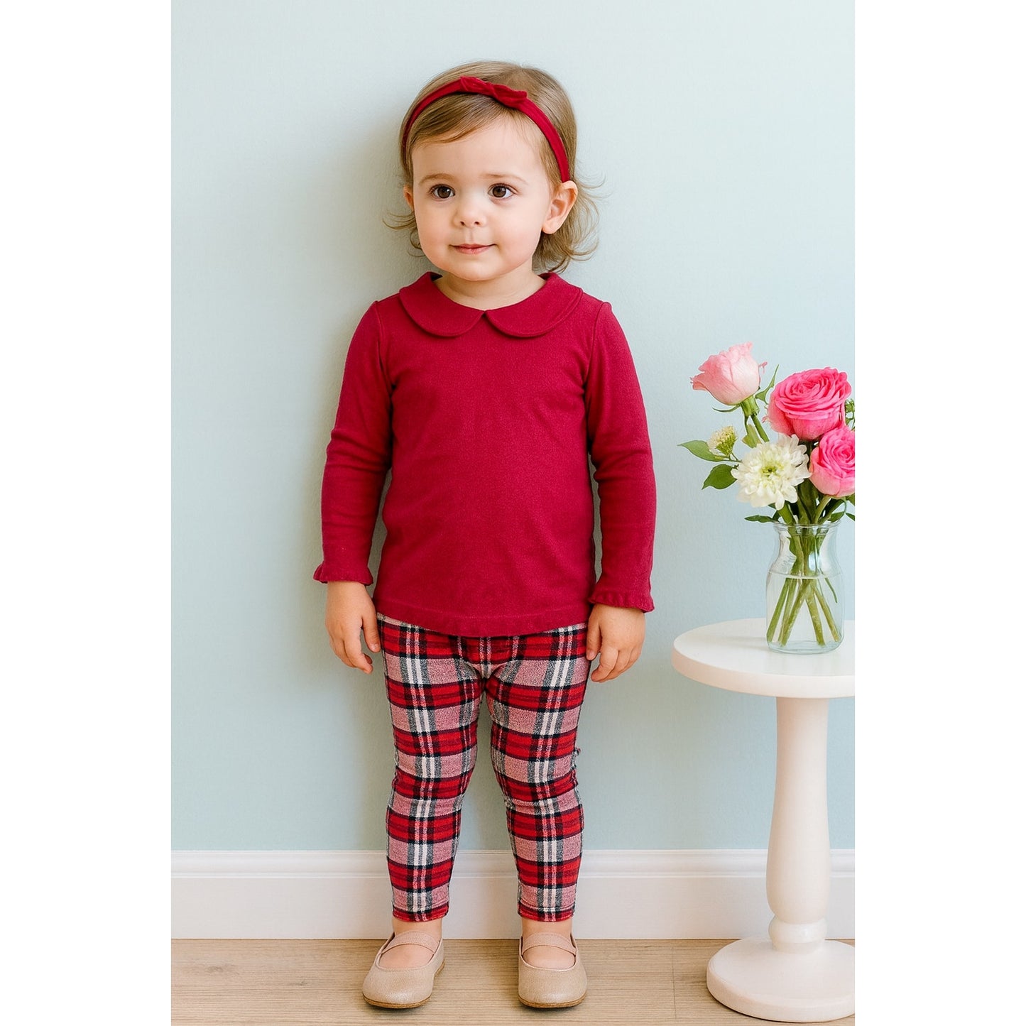 KicKee Pants Bamboo Long Sleeve Peter Pan Collar Tee – Raspberry Pink –Toddler Girls Size 3T