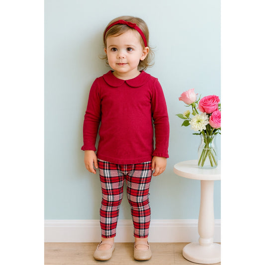 KicKee Pants Bamboo Long Sleeve Peter Pan Collar Tee – Raspberry Pink –Toddler Girls Size 3T