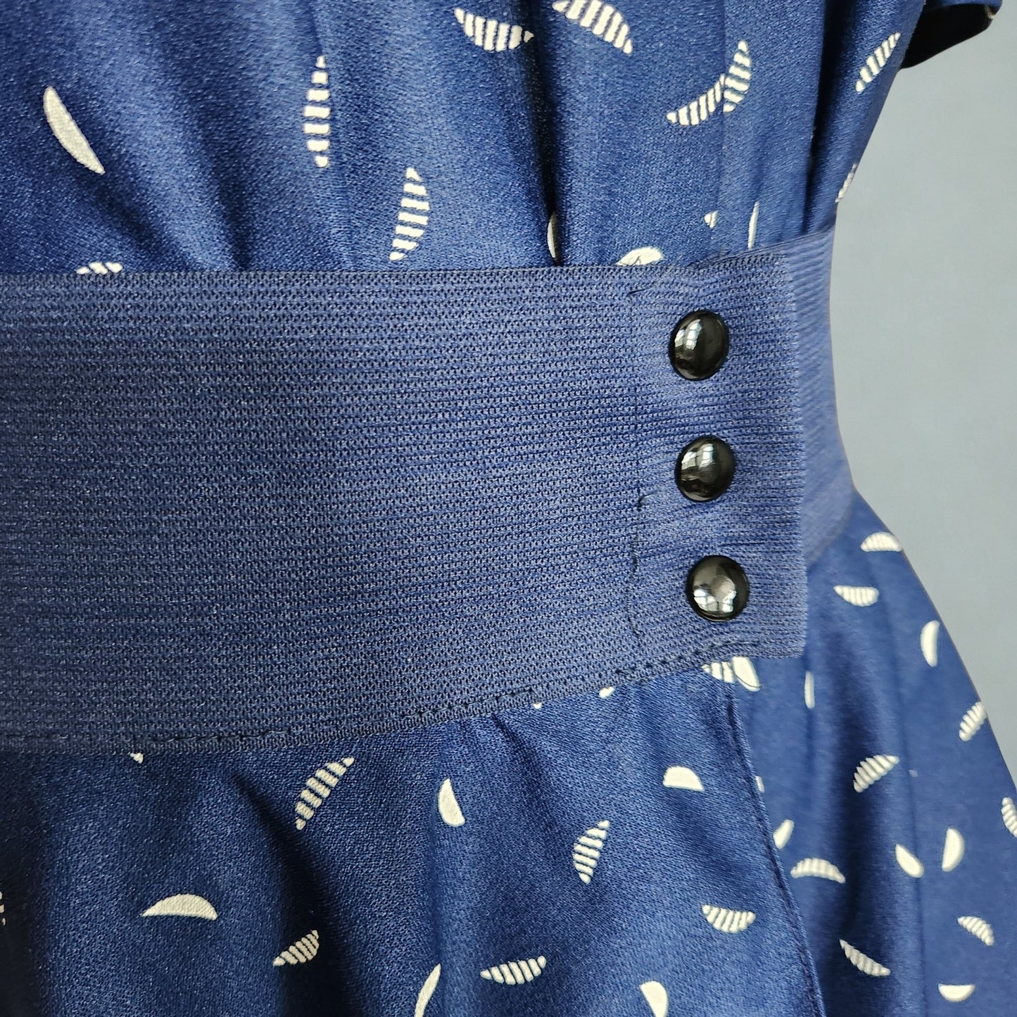 Jenny Vintage 1980s Women's Navy Drop Waist Dress w/ Detachable Flounce Size 12 (fits 8)