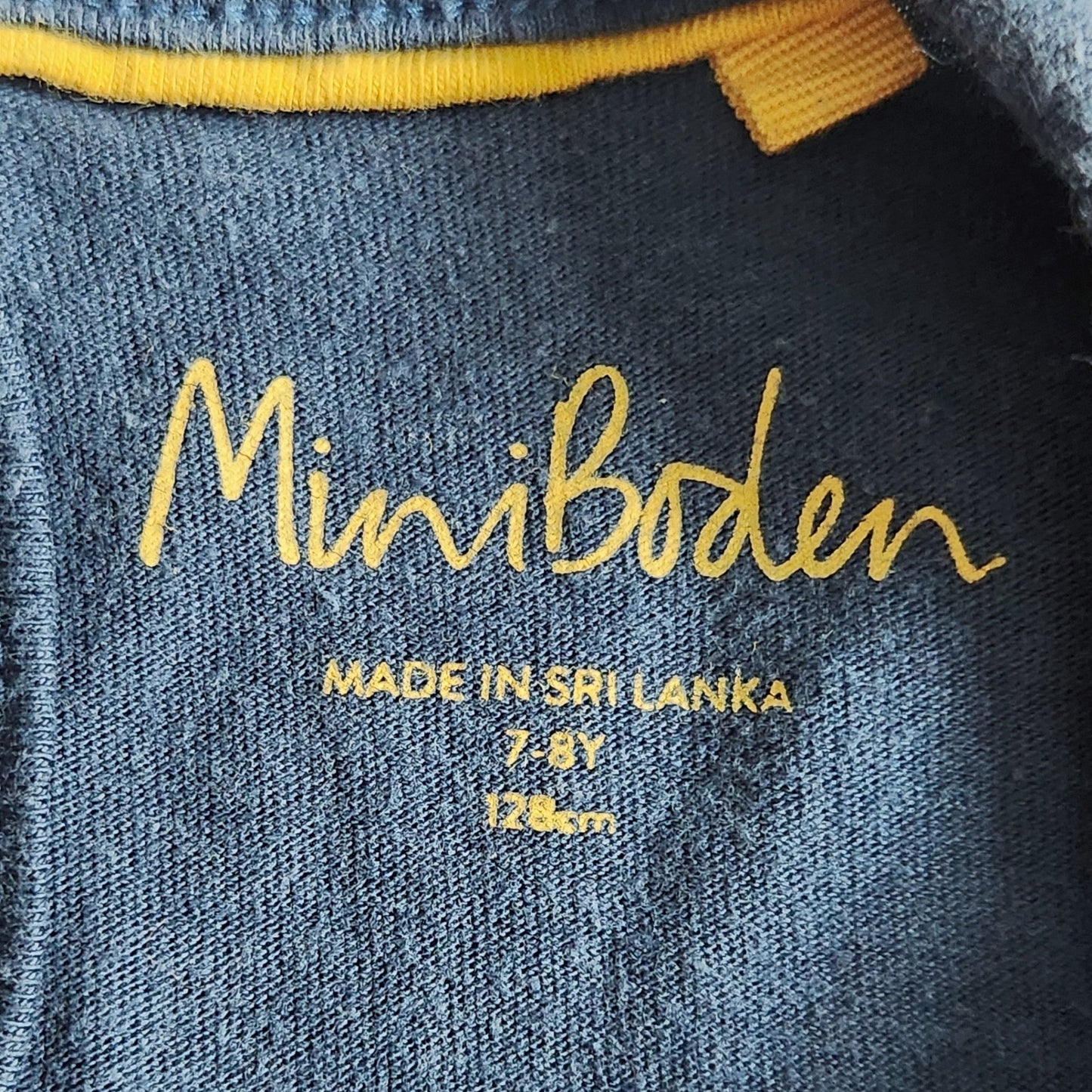 Mini Boden Navy Rainbow Unicorn Appliqué Dress | Girls Size 7-8 (128 cm) | Long Sleeve Tiered Twirl Dress