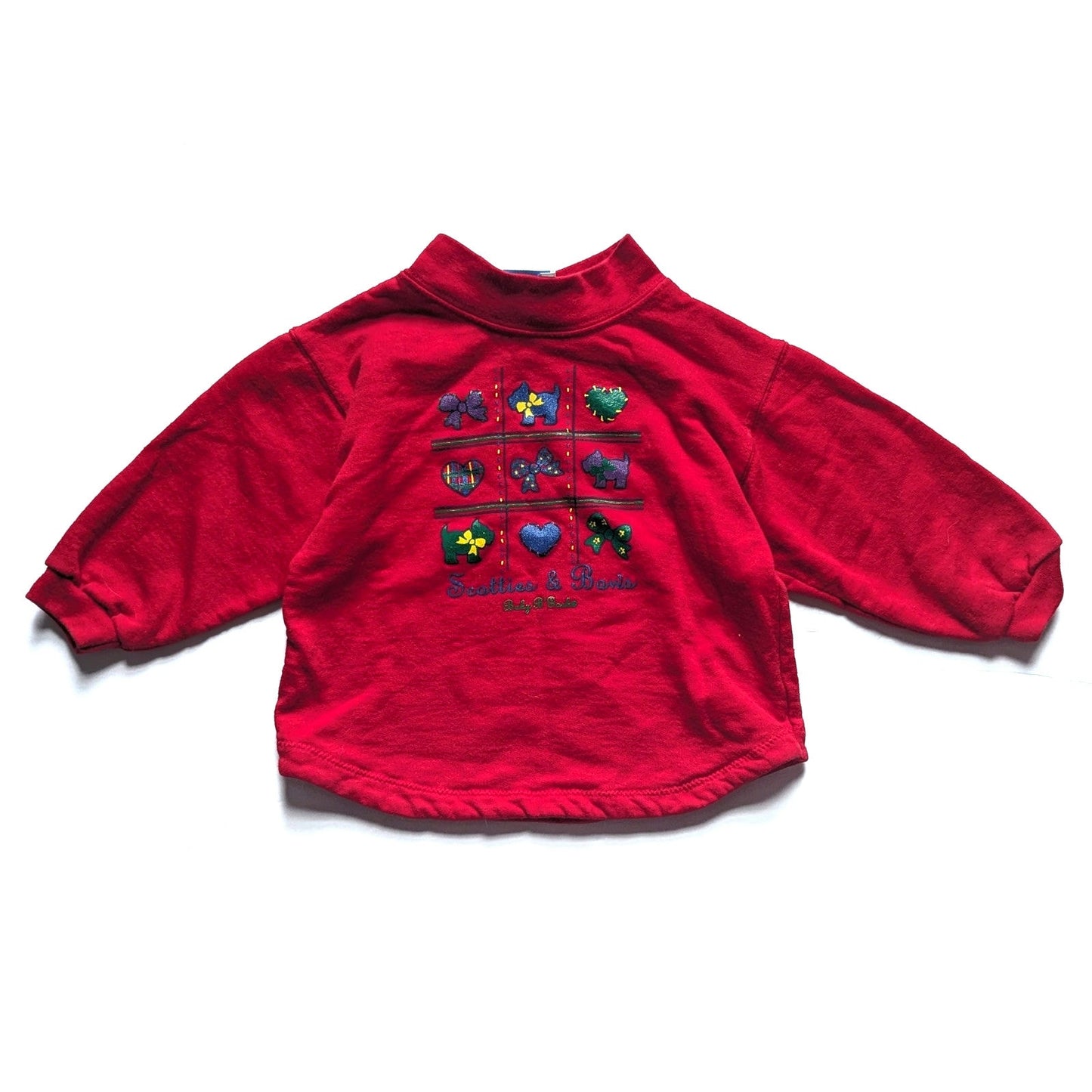 Vintage Baby B’Gosh Scotties & Bows Red Sweatshirt – Toddler 18M – 90s Christmas Holiday Pullover