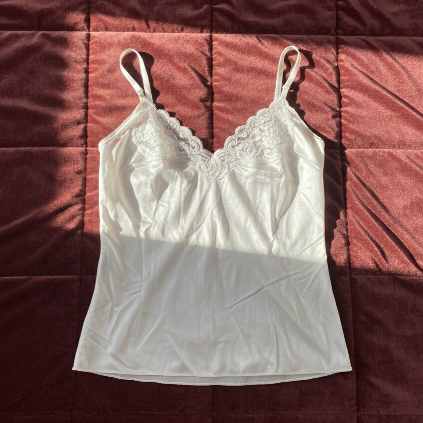 Vintage Vanity Fair Lace-Trim Nylon Camisole (USA Made)