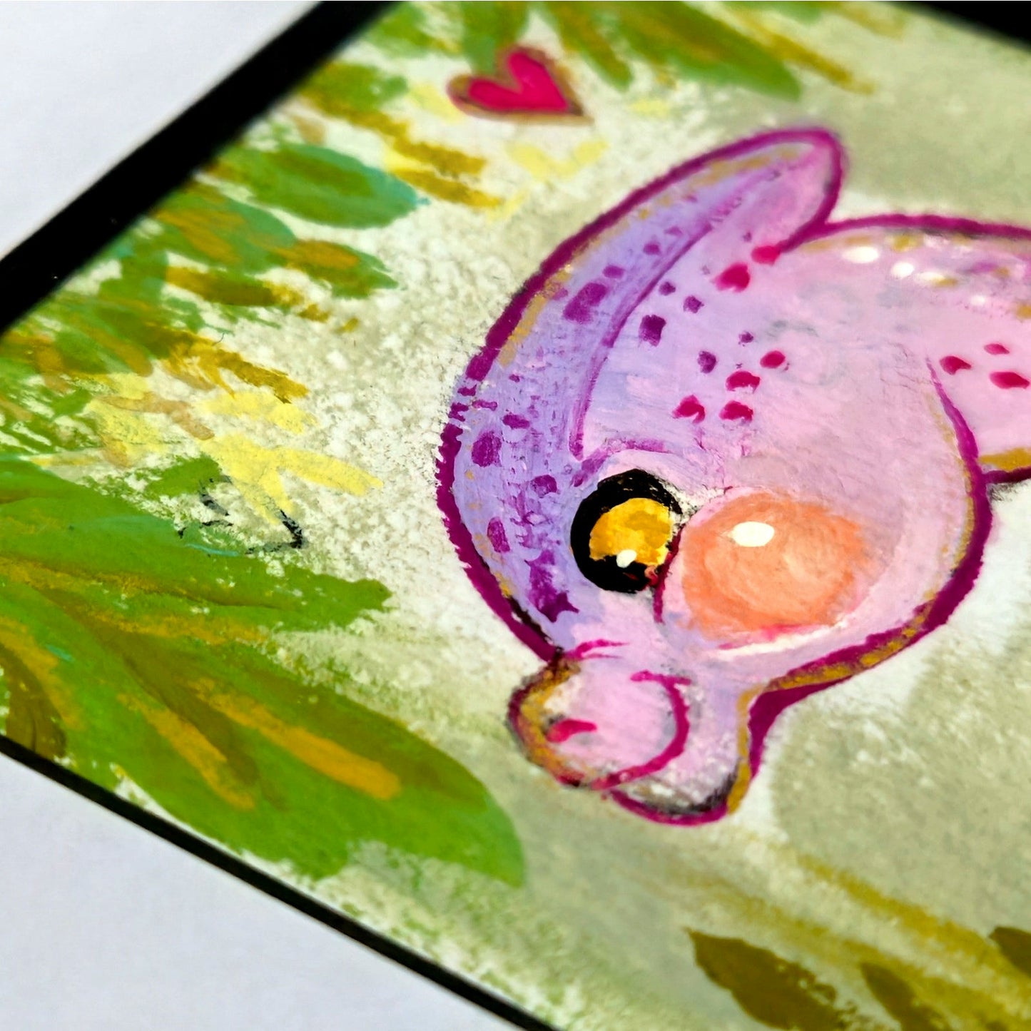Original Framed Purple Kawaii Dinosaur Painting