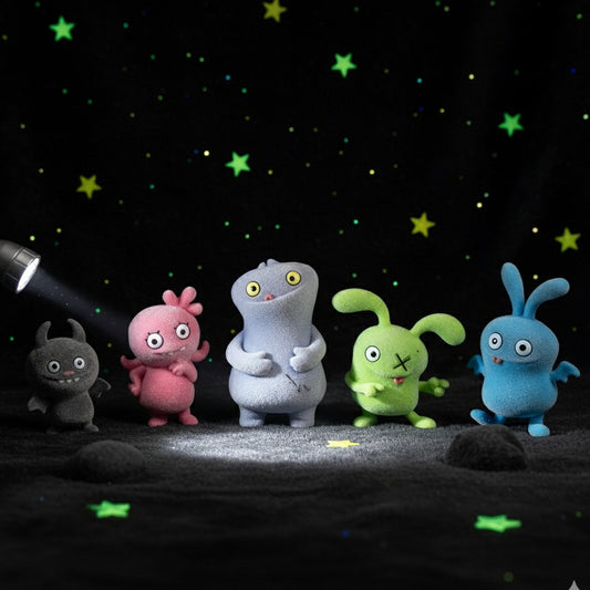 Uglydolls Mini Figures – Set of 5 Flocked Toys – Mixed Colors – Rare Characters