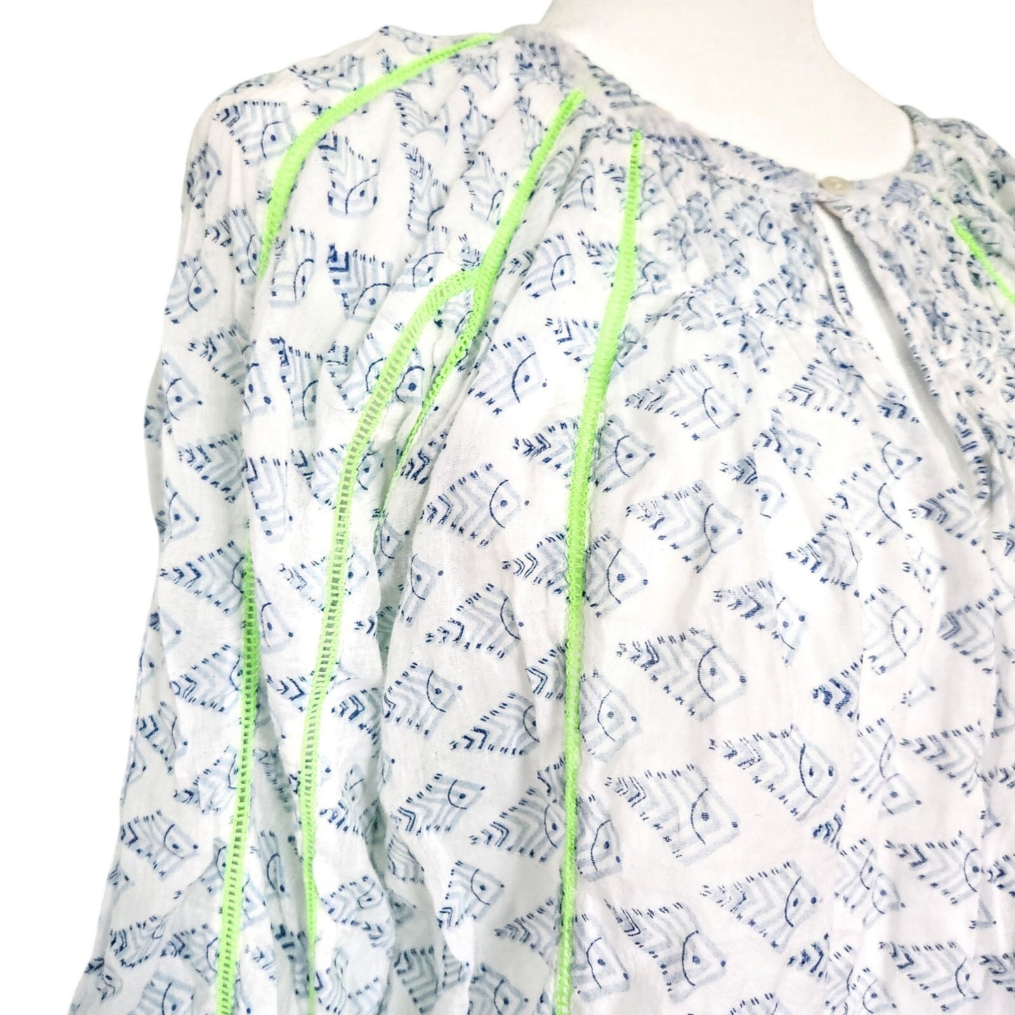 Roberta Roller Rabbit Lightweight Cotton Voile Long Sleeve Blouse Women's Size Small