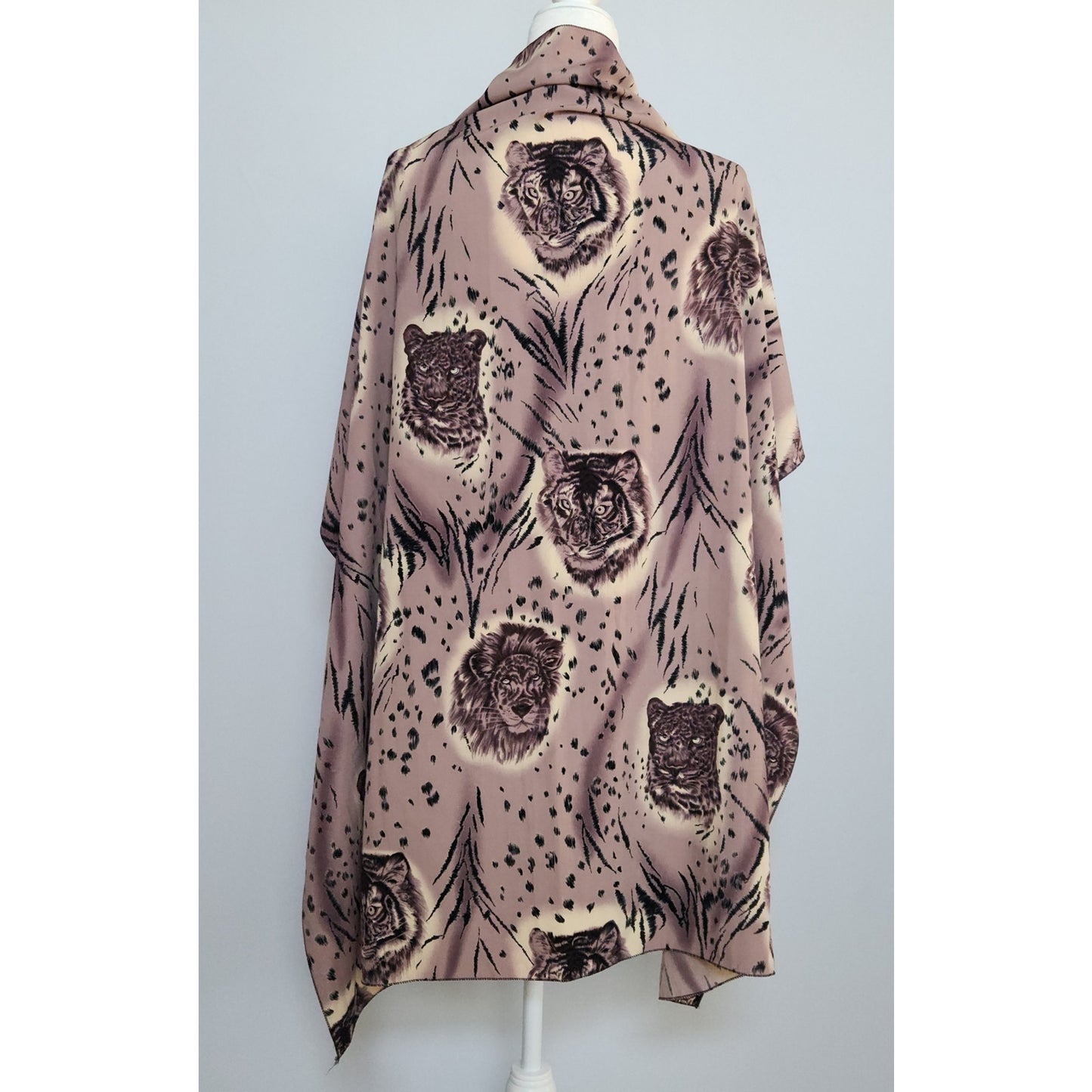Vintage Safari Animal Print Silk-Feel Scarf – Mauve Square