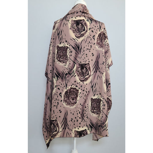 Vintage Safari Animal Print Silk-Feel Scarf – Mauve Square