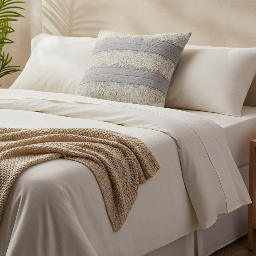 Anthropologie Gray Euro Sham Pillow Cover - Laced Jersey Collection - Discontinued Bedding