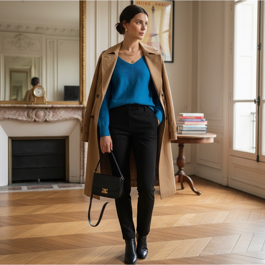 1980s Oscar de la Renta Bright Blue Knit Sweater | Chevron Detail V-Neck | Women's S