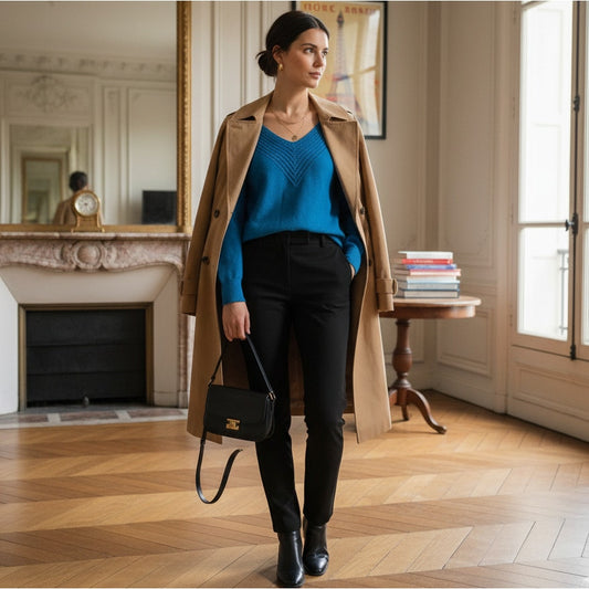 1980s Oscar de la Renta Bright Blue Knit Sweater | Chevron Detail V-Neck | Women's S