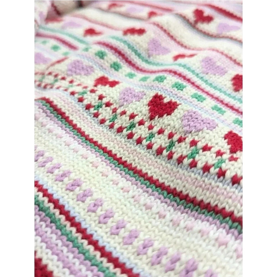 Fair Isle Heart Cotton Knit Sweater Dress – Size 12–18 Months