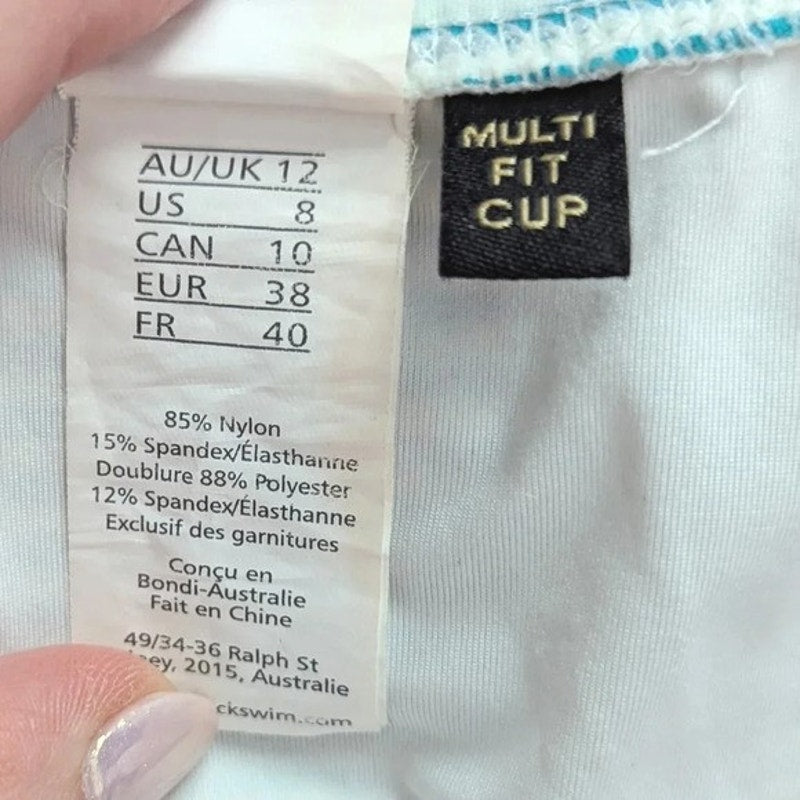 NipTuck Swim Torino Stripe Joanne One Piece Swimsuit Size 8 Green Teal White Stripe Tummy Control