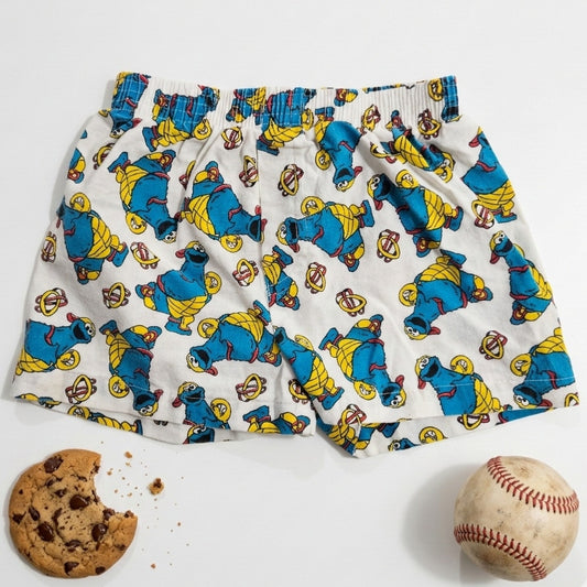 Vintage 1990s Sesame Street /  Jim Henson Cookie Monster Baseball Shorts | Size 2T | 100% Cotton Made in USA