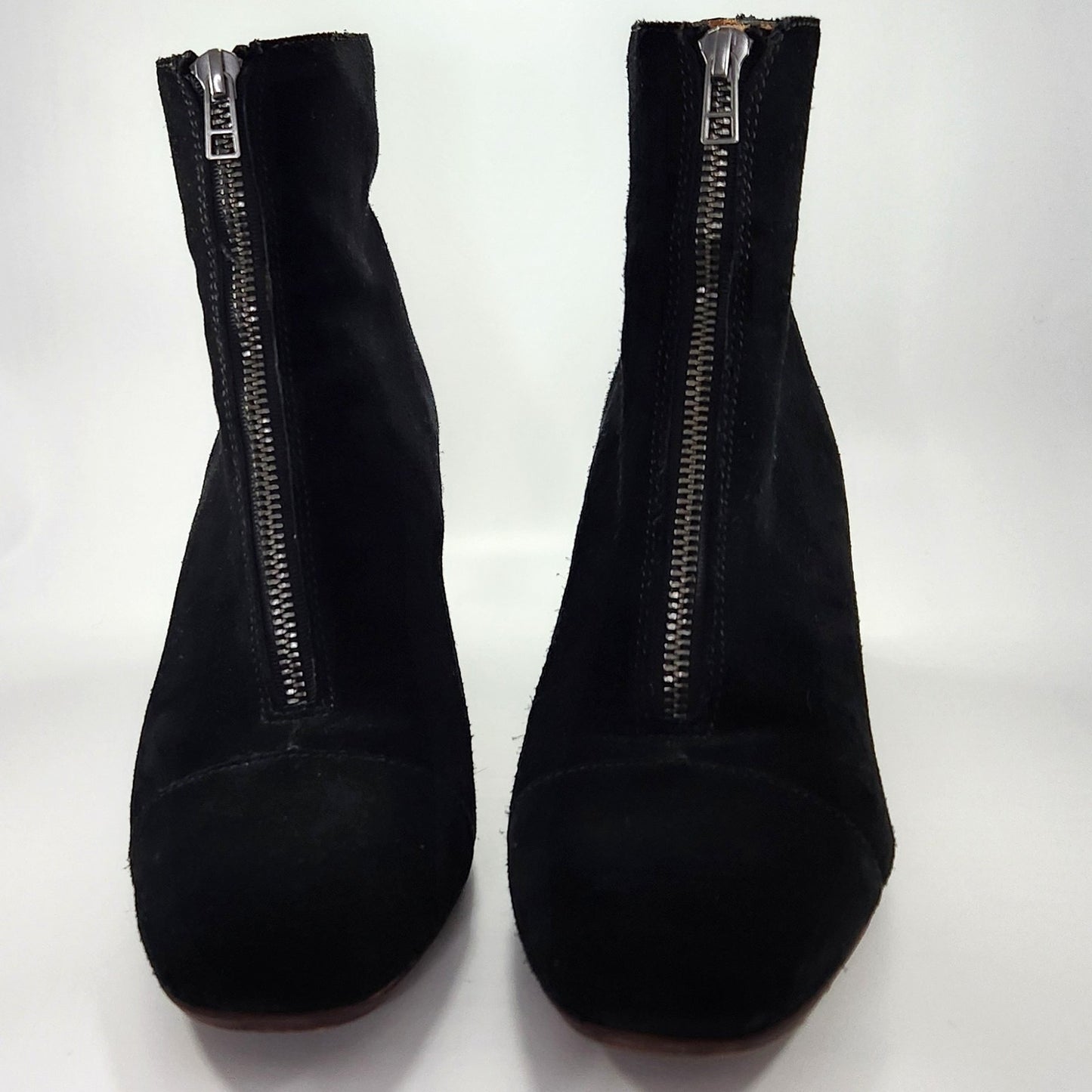 The Amalia Zip Ankle Boot in Suede True Black – Women's 10