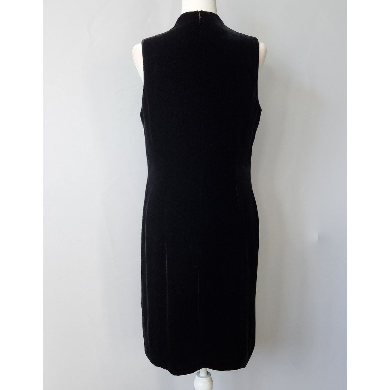 Black Velvet Sleeveless Dress | Women's 12 | Rayon Silk Blend