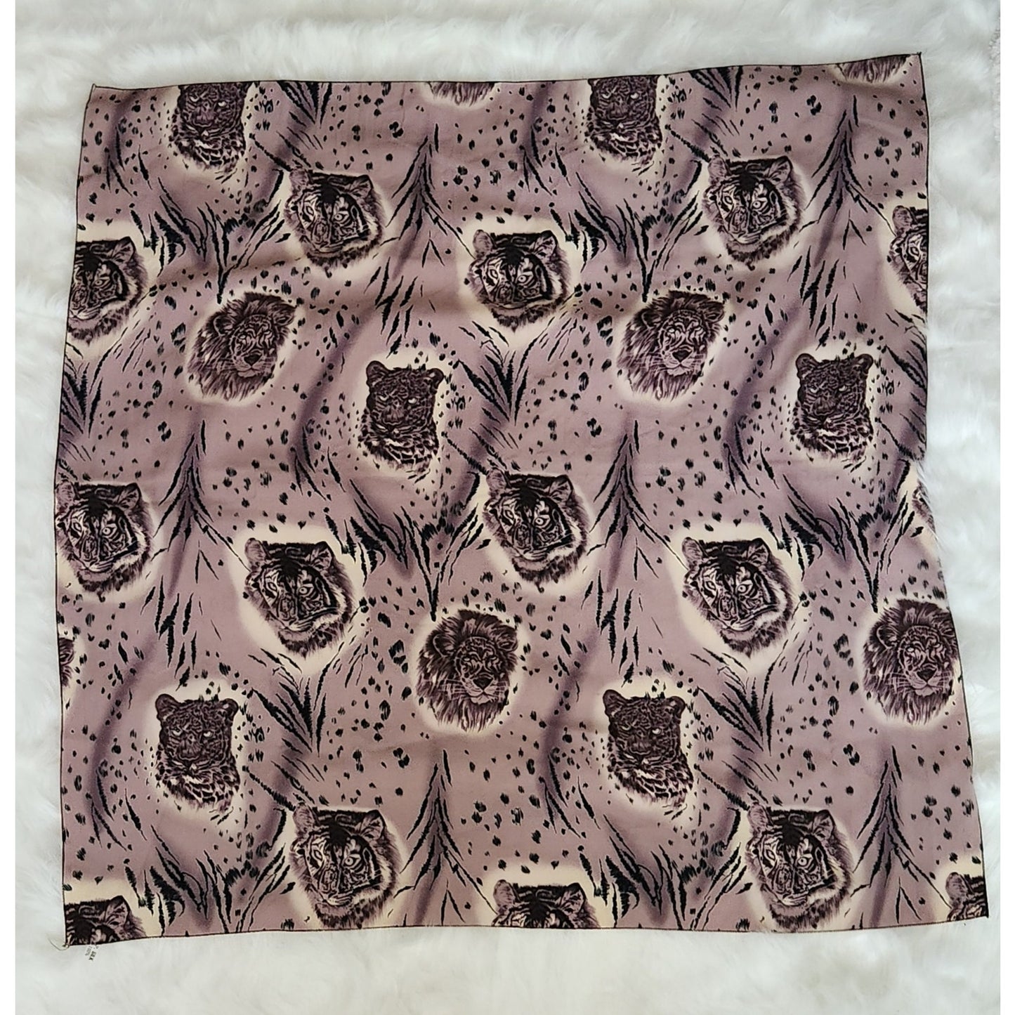 Vintage Safari Animal Print Silk-Feel Scarf – Mauve Square