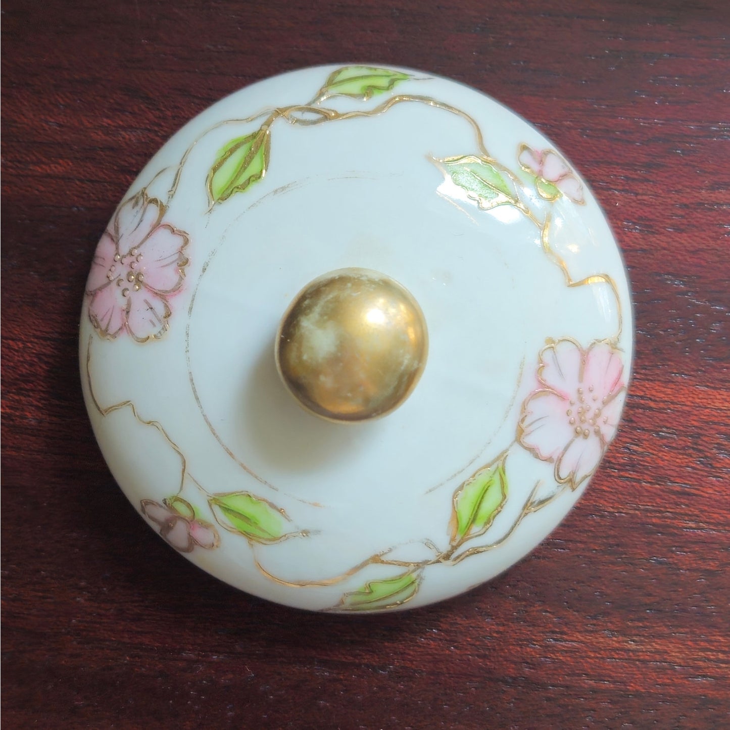 Antique Japanese Nippon Porcelain Cherry Blossom Creamer & Covered Sugar Bowl
