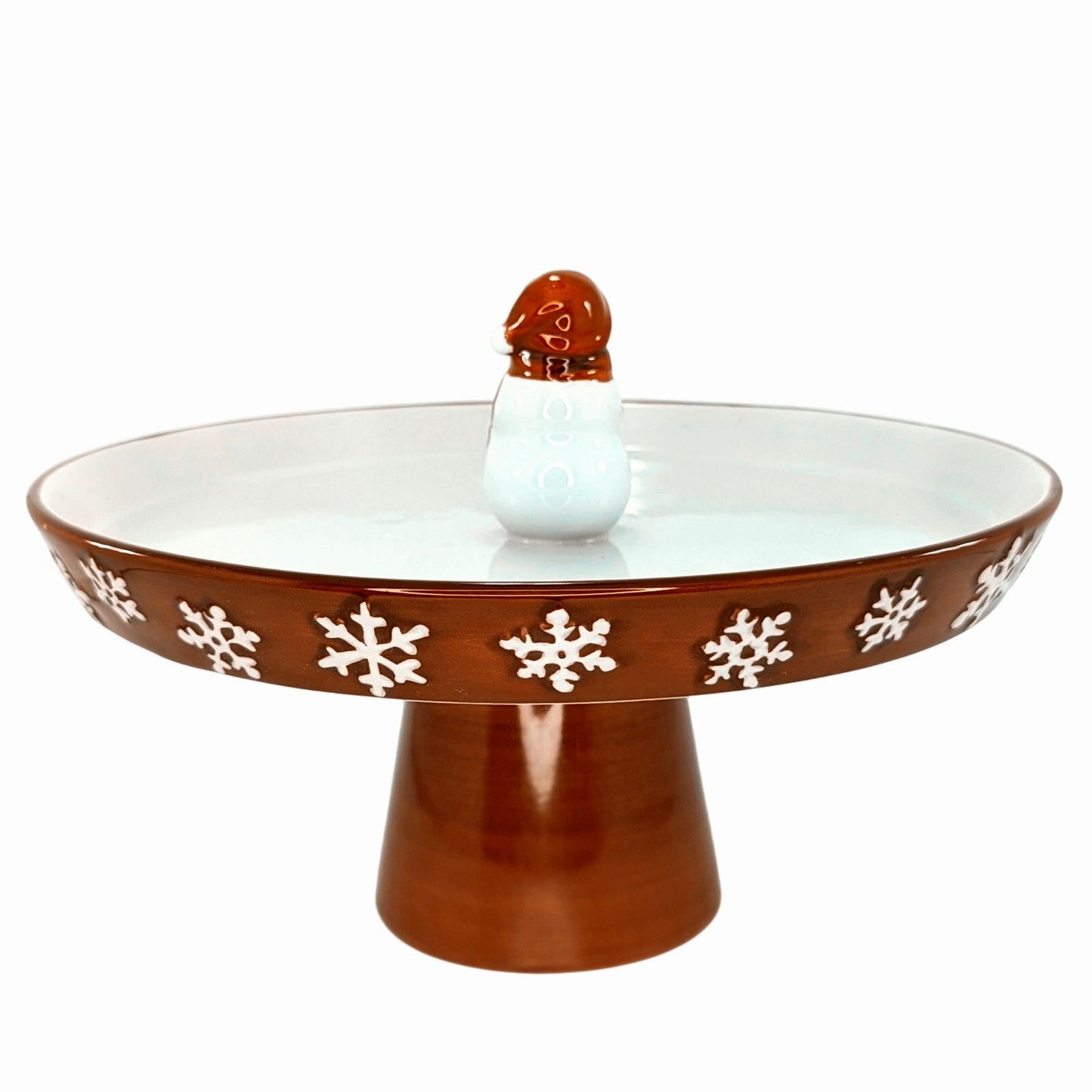 🎄 St. Nicholas Square Yuletide Collection Snowman Pedestal Tray – Vintage 2000s Christmas Servingware 🎄