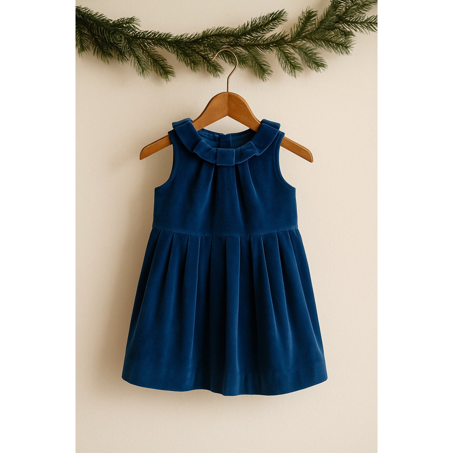 Janie and Jack Sapphire Blue Velveteen Pleated Dress | Luxe Winter Line | Baby Girl 12-18M