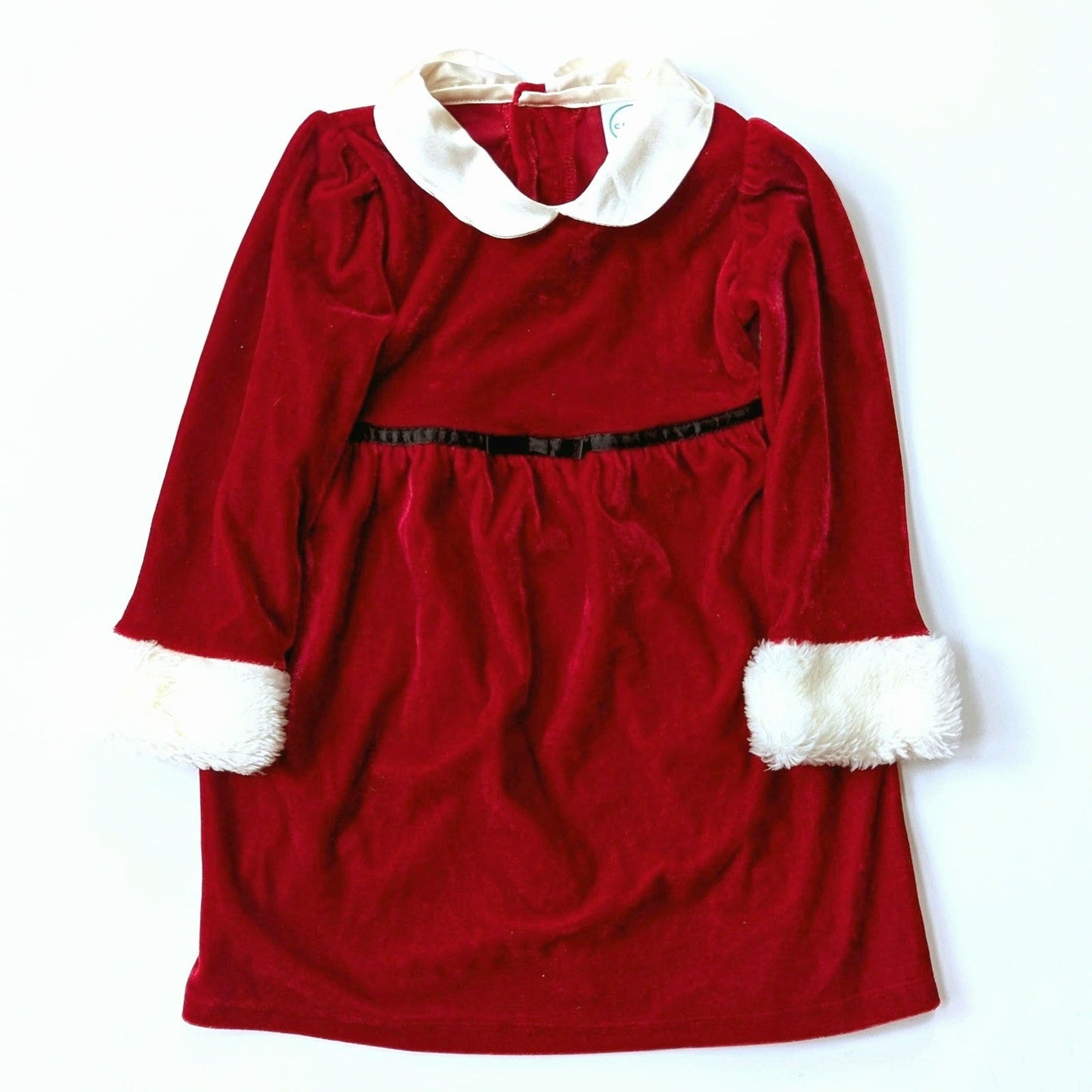 Y2K Red Velvet Christmas Holiday Dress | Faux Fur Cuffs | Baby Girls Size 24M