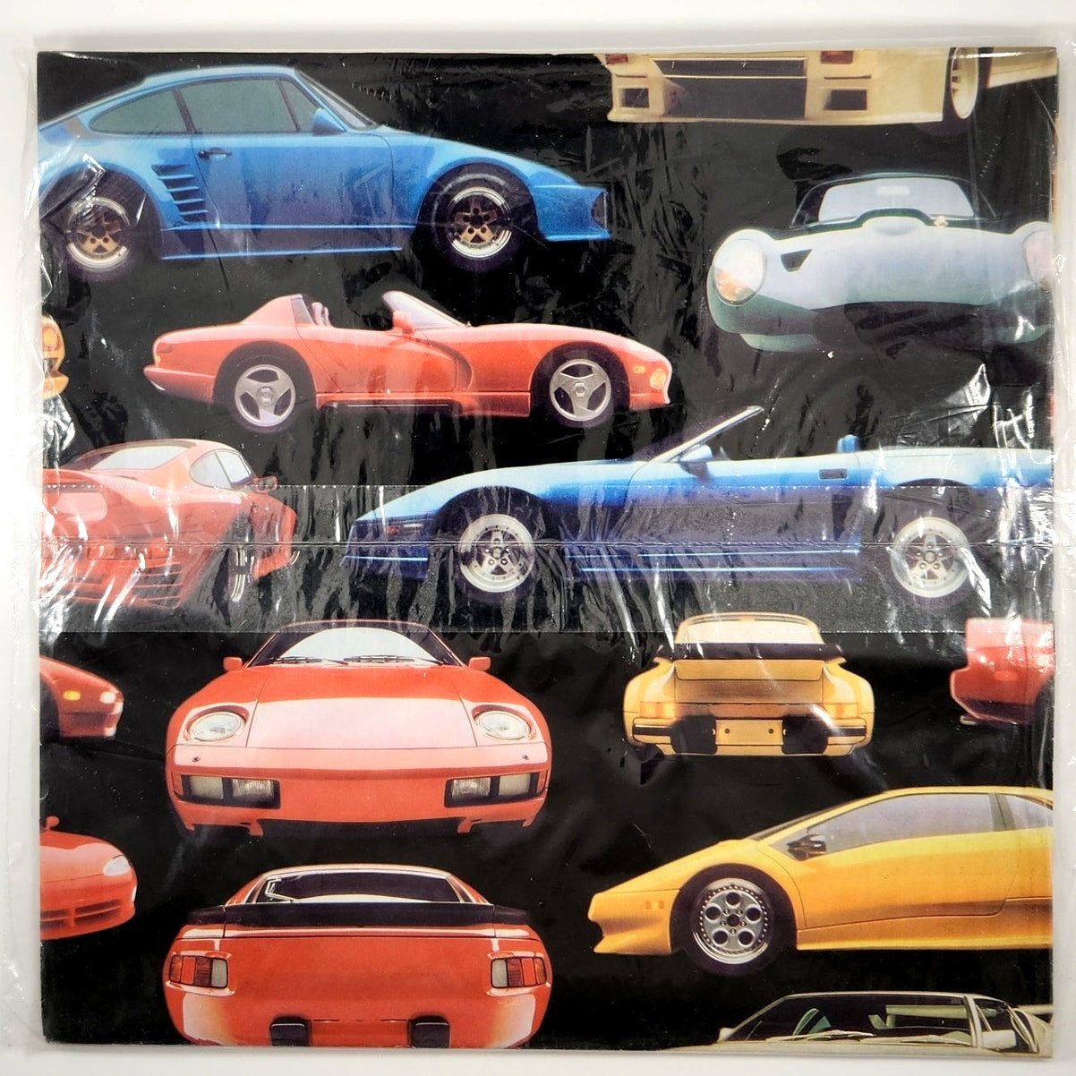 Vintage Hallmark Gift Wrap – Sports Cars Wrapping Paper – 2 Sheets, 1980s Expressions by Hallmark – Classic Car Gift Wrap – Retro Auto Party Supplies