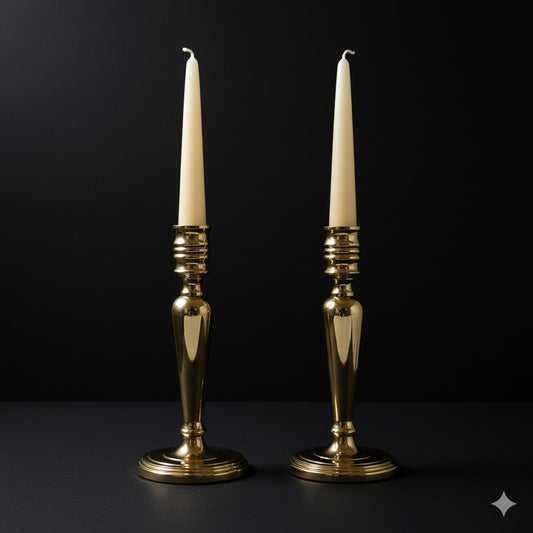 Pair of Vintage Baldwin Brass Candlestick Holders – Classic Gold Decor, Taper Candle